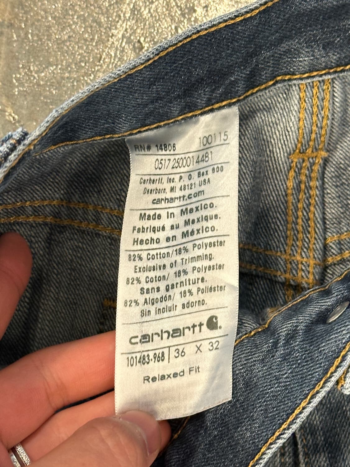 Carhartt 칼하트 릴렉스핏 데님 36x32 상품이미지4