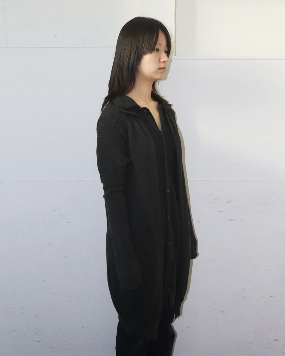 와이즈 더블 레이어 니트 롱 가디건 상품이미지2