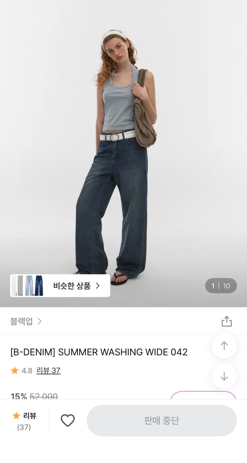 블랙업 워싱 데님 (다크블루 s) 상품이미지1