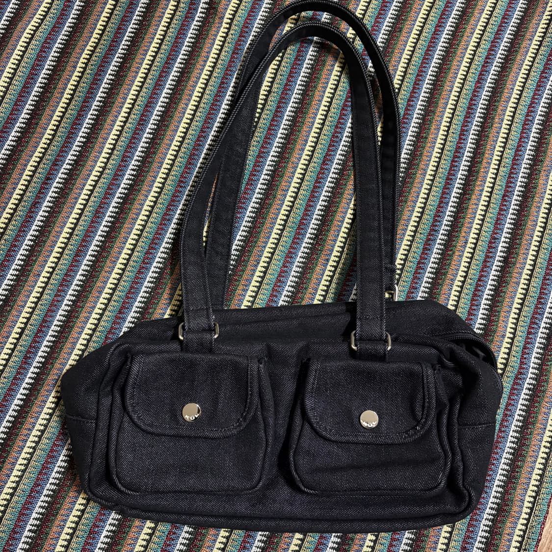 큘 블랙데님 포켓백 상품이미지1