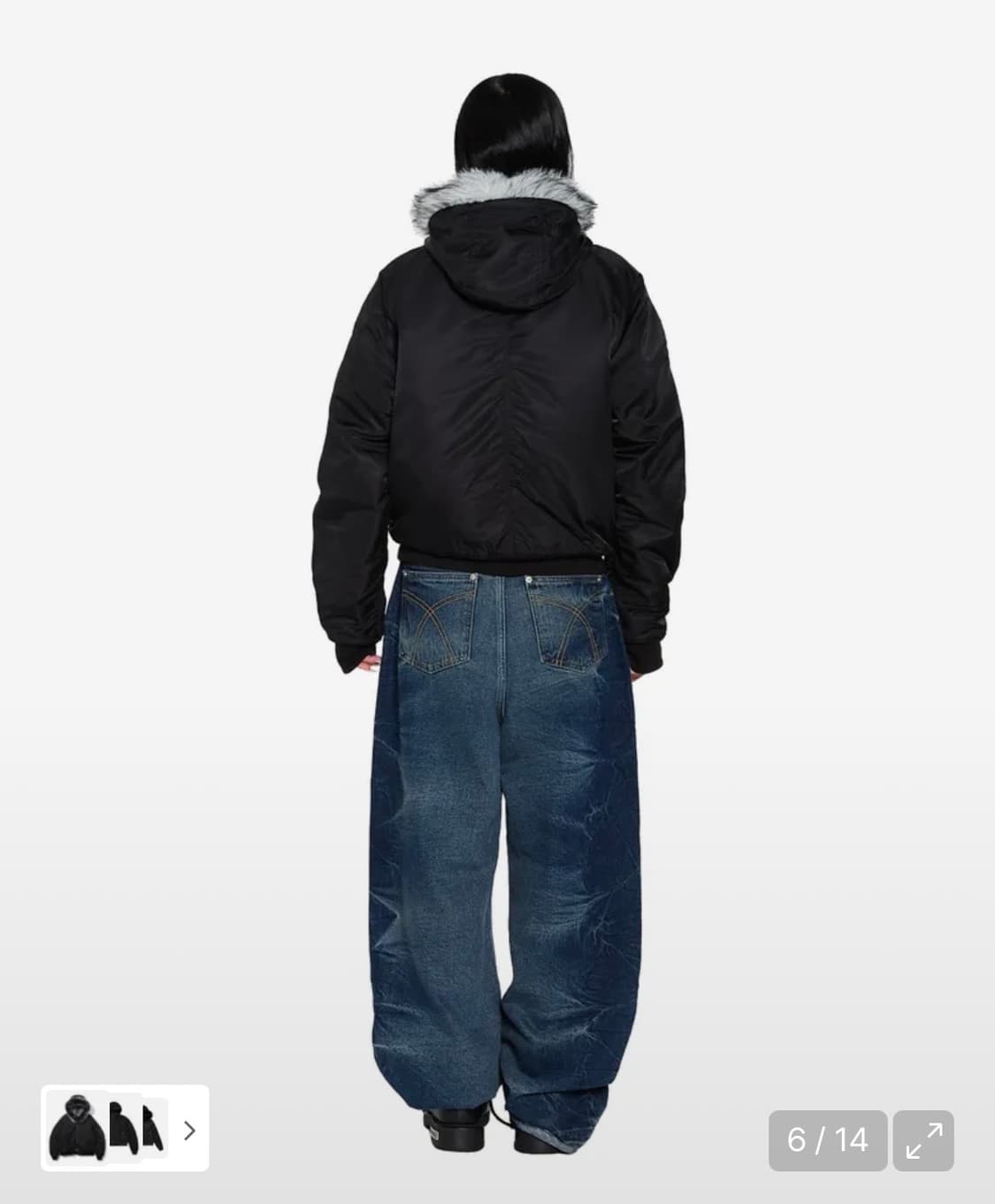 Hooded Fur MA-1 Jacket (Black) 상품이미지5