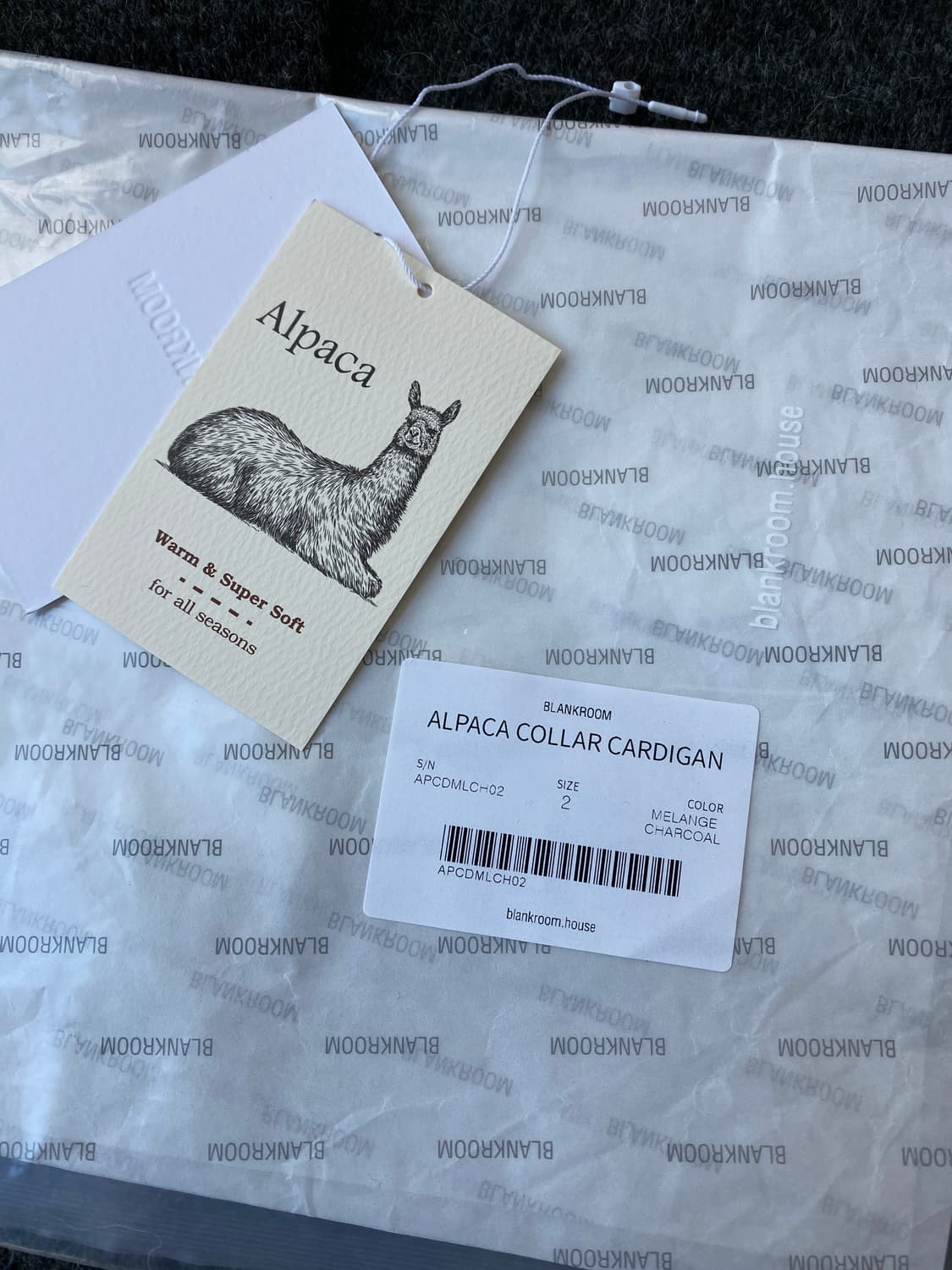 [2]블랭크룸 알파카 카라 가디건 챠콜 상품이미지3