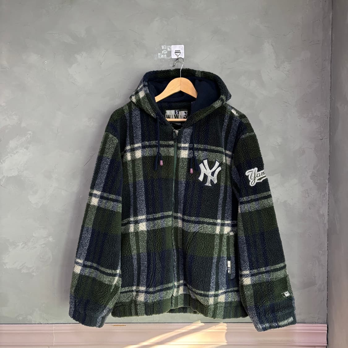 WWS MLB 뉴욕 양키스 쉐르파 체크패턴 플리스 자켓 상품이미지1