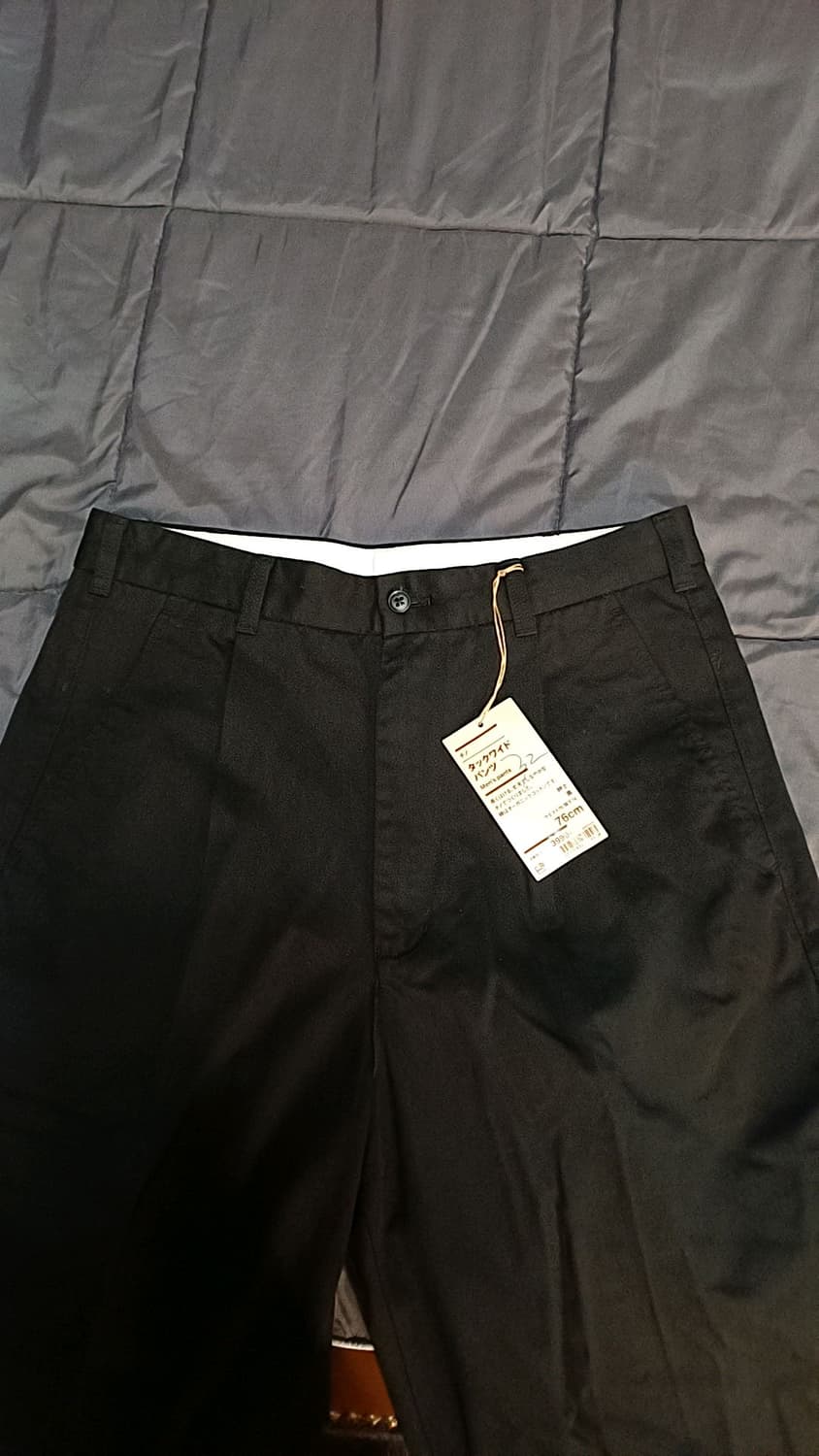 무인양품 미사용 와이드블랙면바지 30인치 기장106 상품이미지3