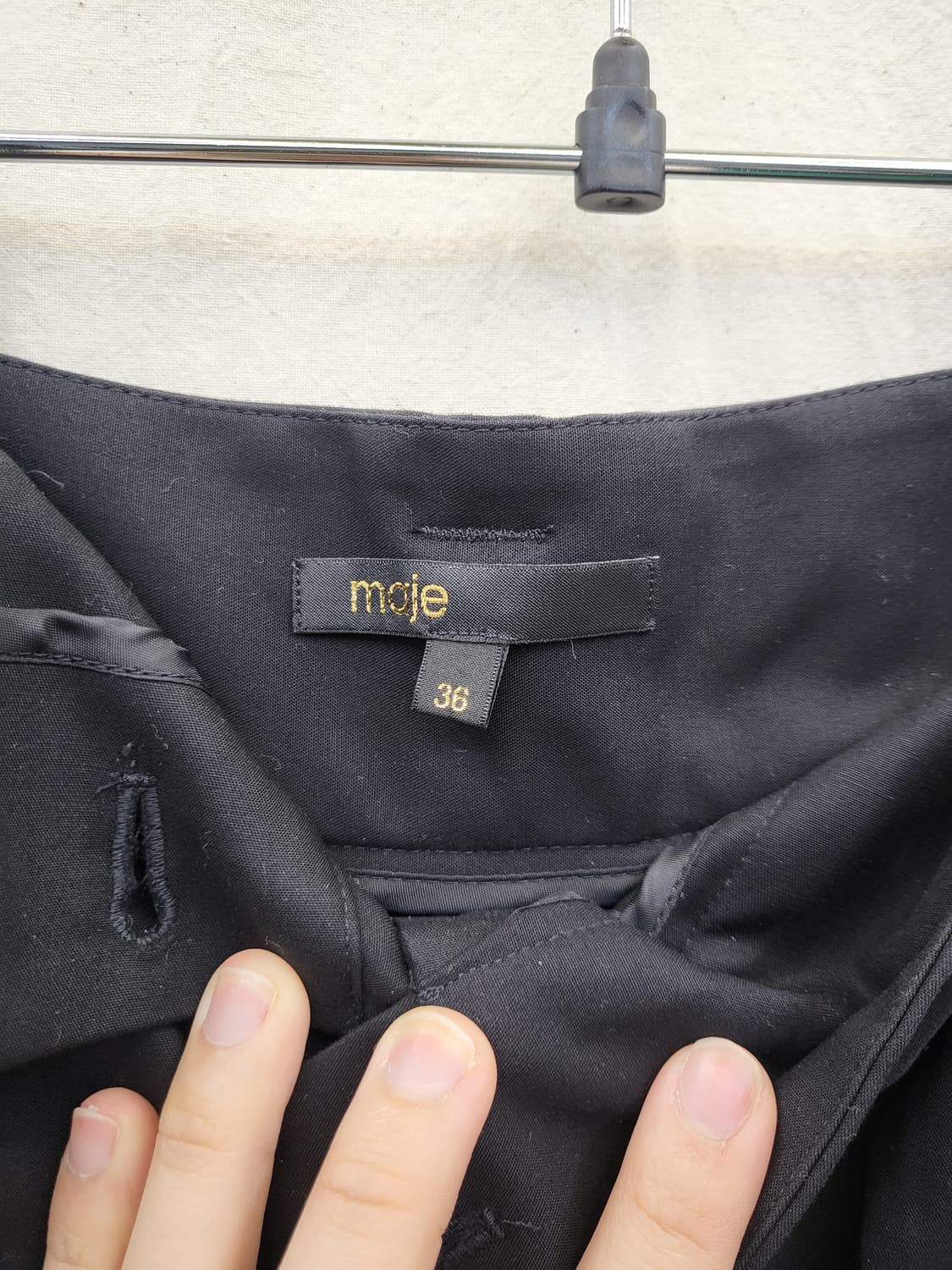 maje 블랙 하이웨스트 벨트 버튼 팬츠 상품이미지3