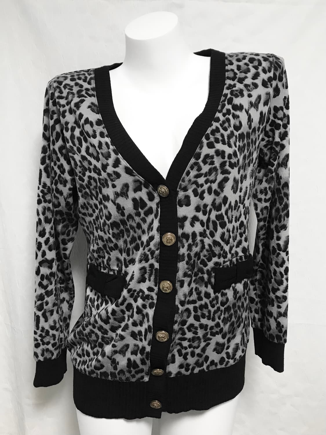 빈티지 갸루 펑크 레오파드 금장 리본 가디건 탑 상품이미지2
