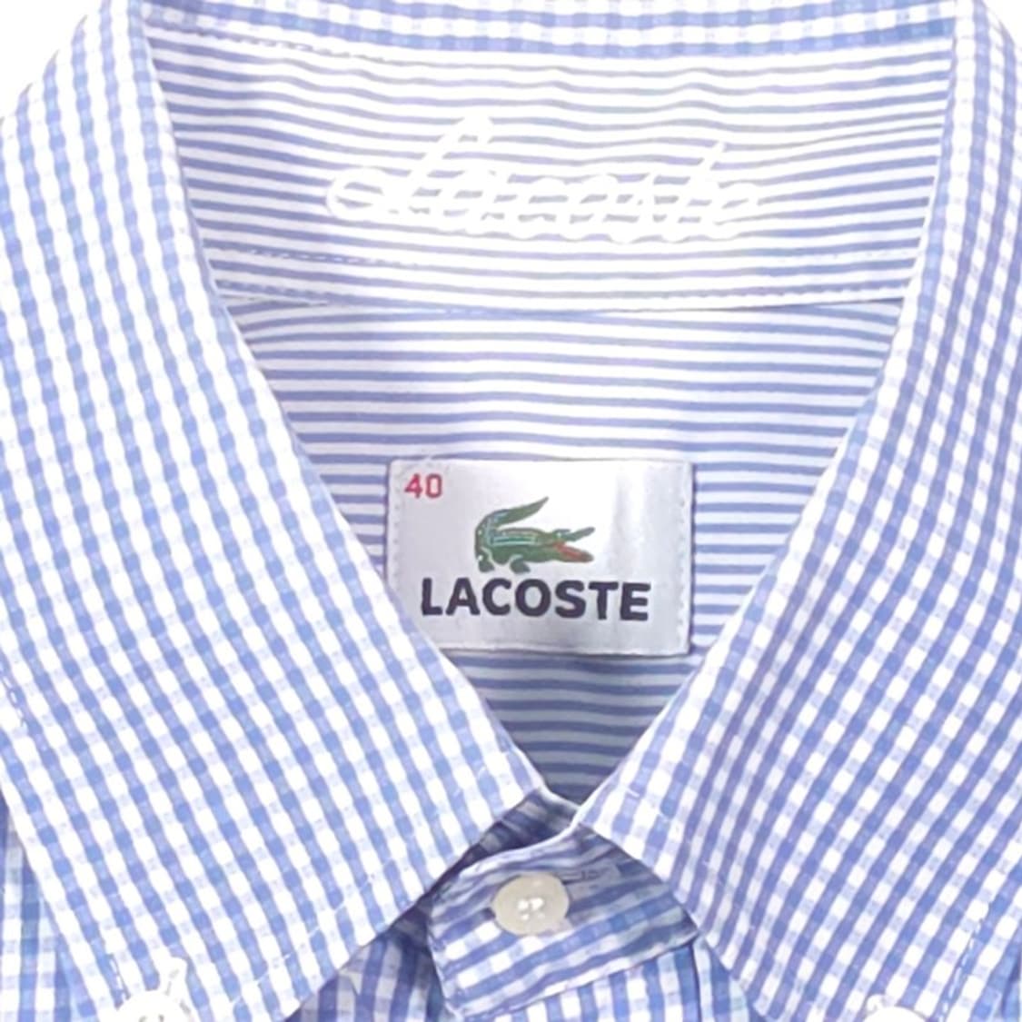 라코스테 라이트 블루 깅엄 체크 셔츠 L 상품이미지5