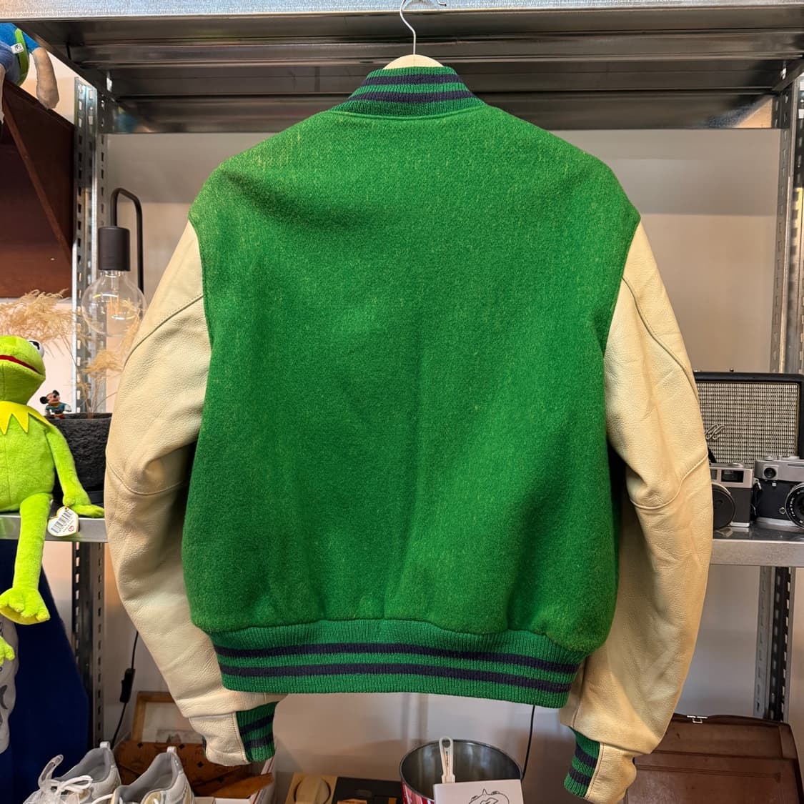 80S 골든베어 멜튼 울 레더 바시티 자켓  스타디움 자켓 L XL 상품이미지2