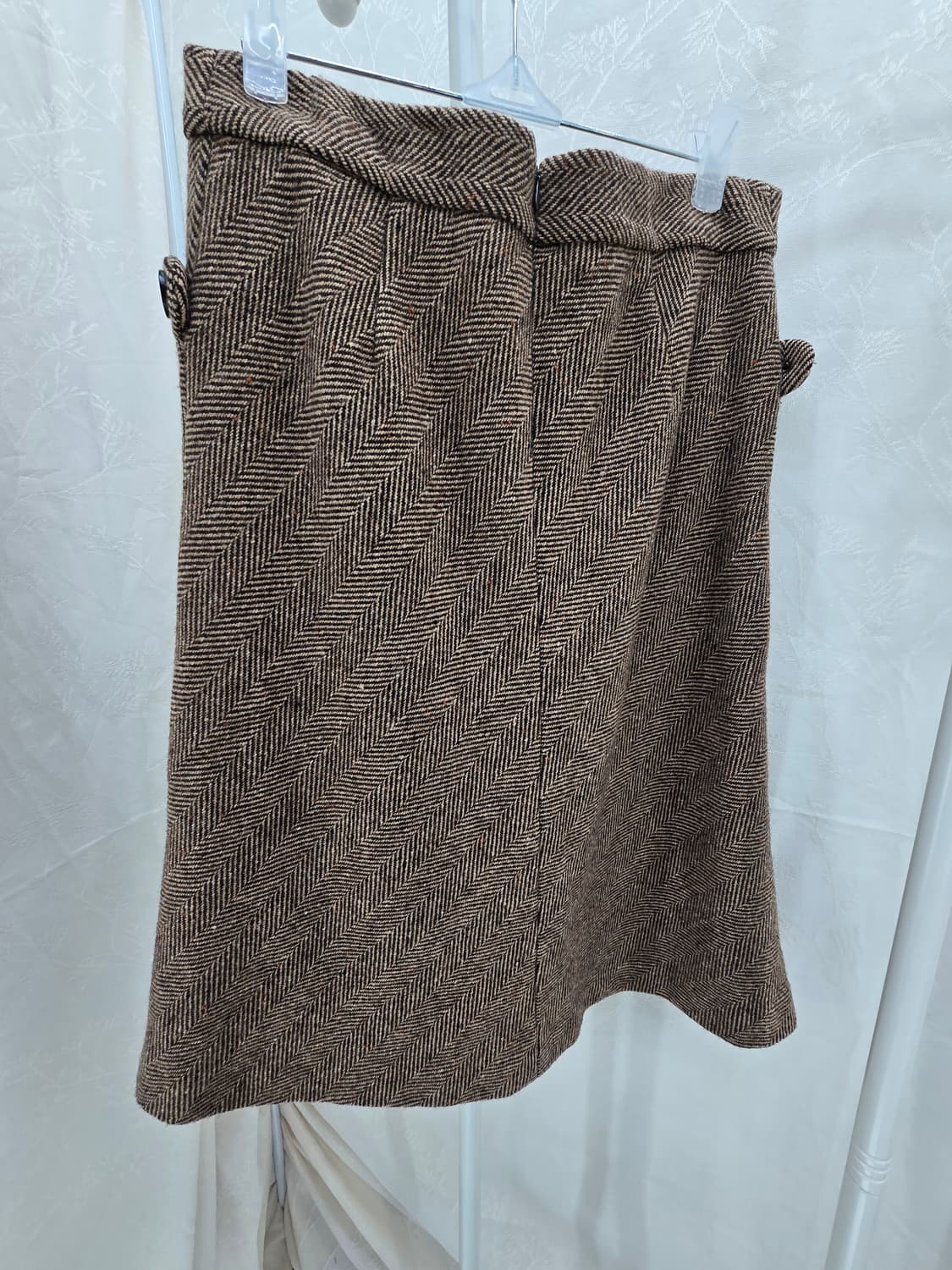 SISLEY HANDMADE 헤링본 브라운 미니스커트 상품이미지3