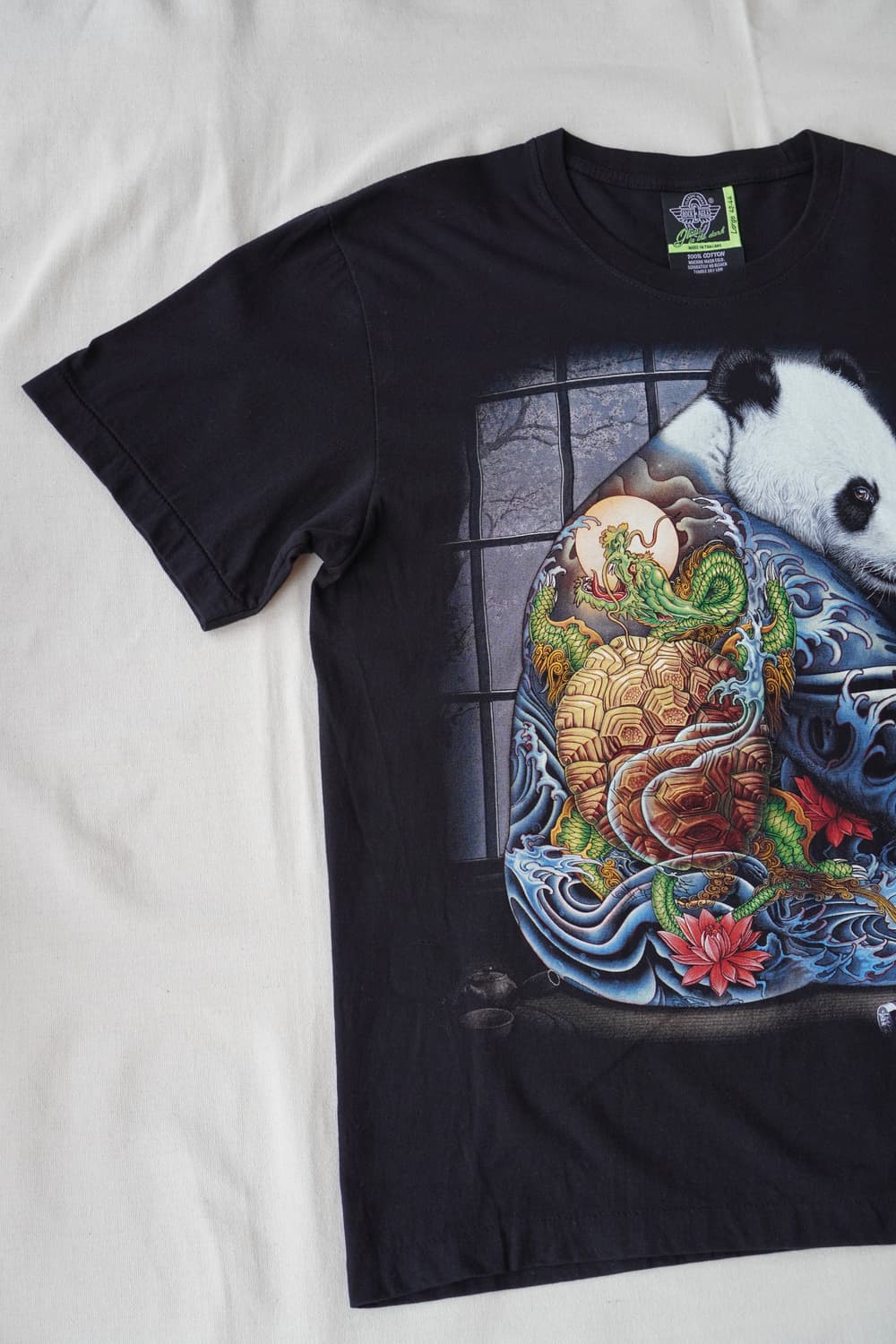 락이글 판다 드래곤 타투 그래픽 반팔 티셔츠 L 상품이미지4