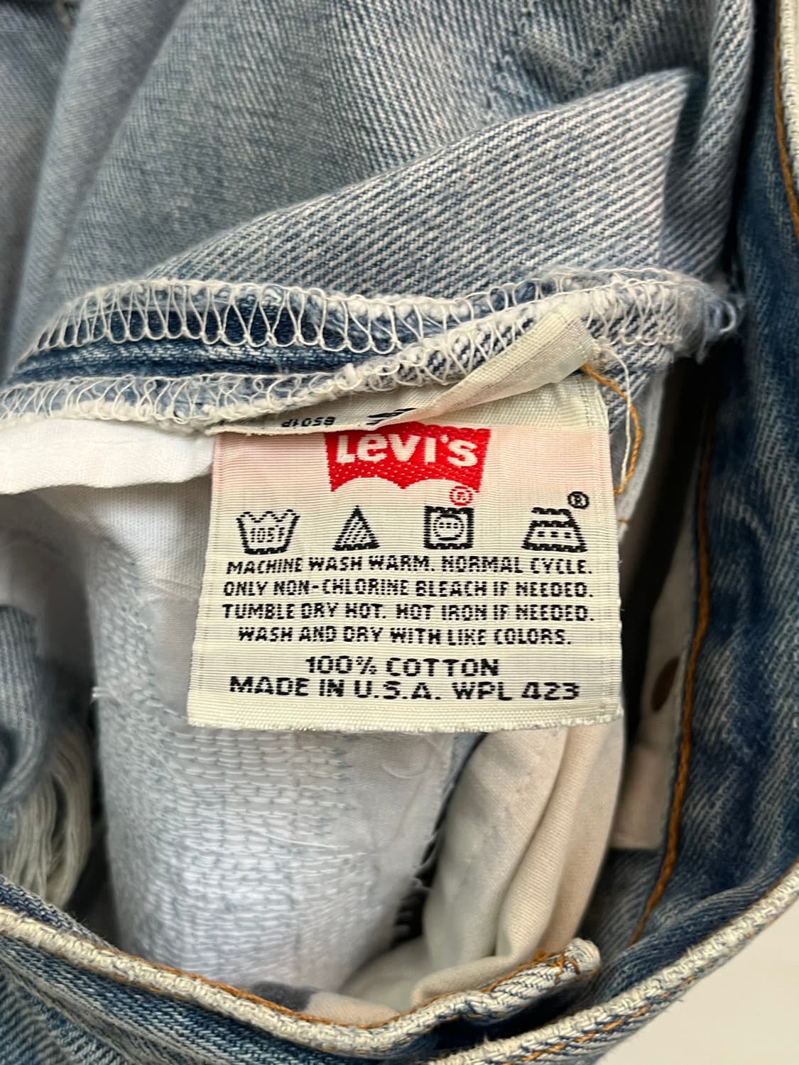Levis 501 MADE IN USA 대미지 데님 청바지 W38/L36 상품이미지4
