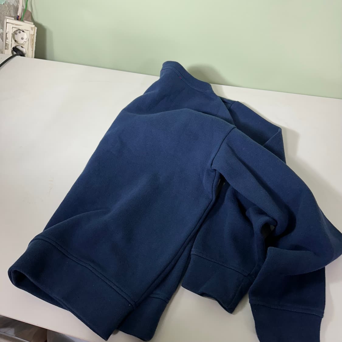 우먼S-M 에드하디 네이비 자수로고 코튼 맨투맨 상품이미지5