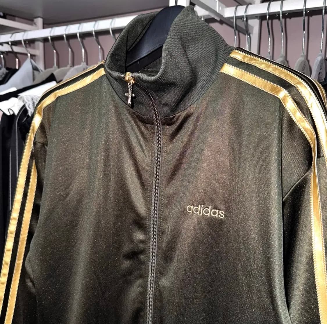 ADIDAS 아디다스 90s 카키 금장 져지 집업 상품이미지3