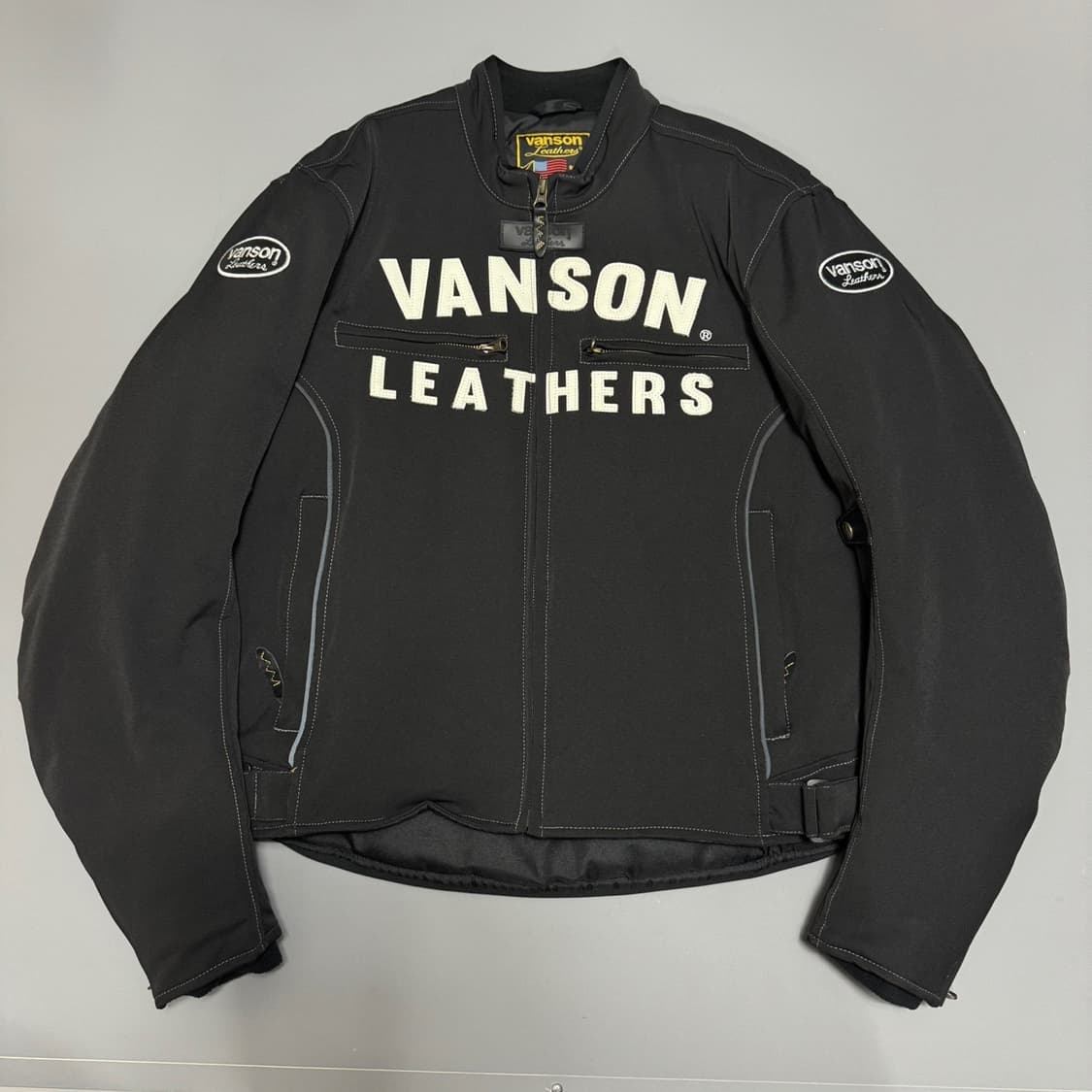 VANSON 블랙 패치로고 레더 스펠아웃 패치 바이커 자켓 상품이미지10