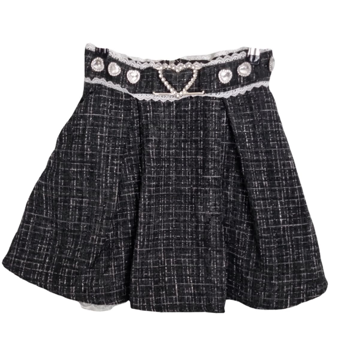 디어마이러브 블랙 하트 큐빅 포인트 트위드 스커트 상품이미지1