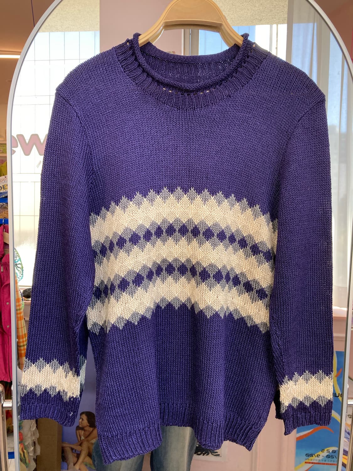 블루 직잭 패턴 니트 상품이미지2