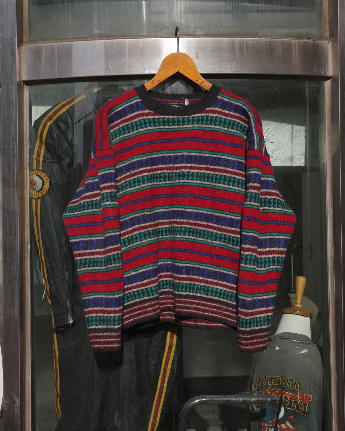 80s 셰틀랜드 램스울 페어아일 패턴 니트 상품이미지1