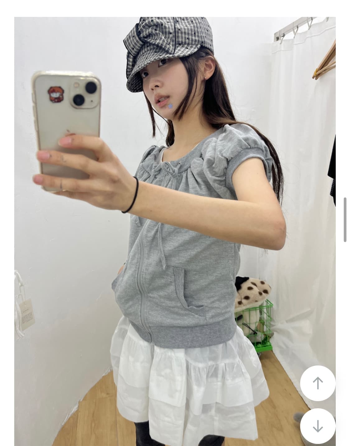 코디세트) 히피디피 나시 블라우스+반팔 집업 세트 아오이유우 상품이미지5