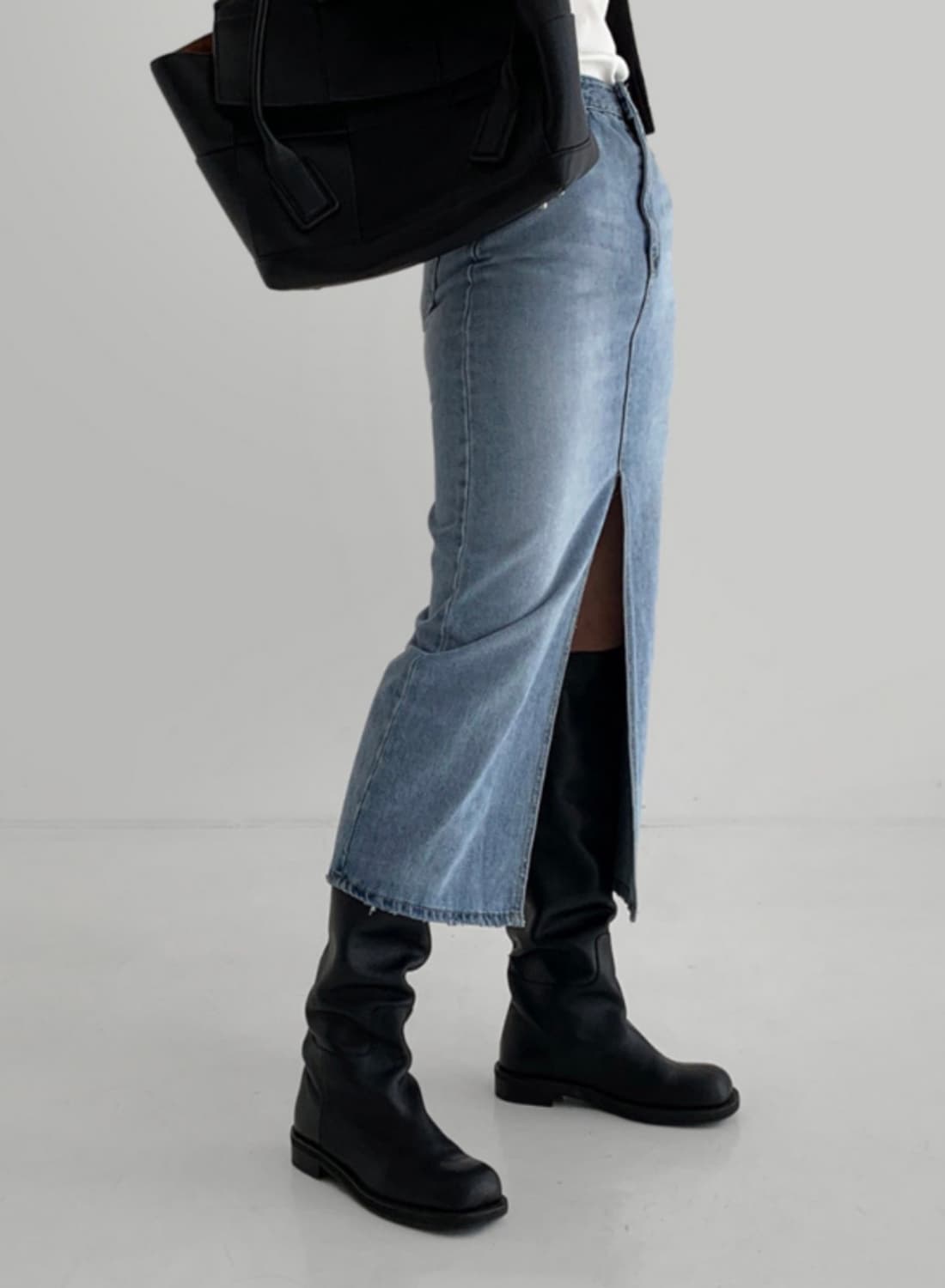 트임 데님 롱스커트 상품이미지1