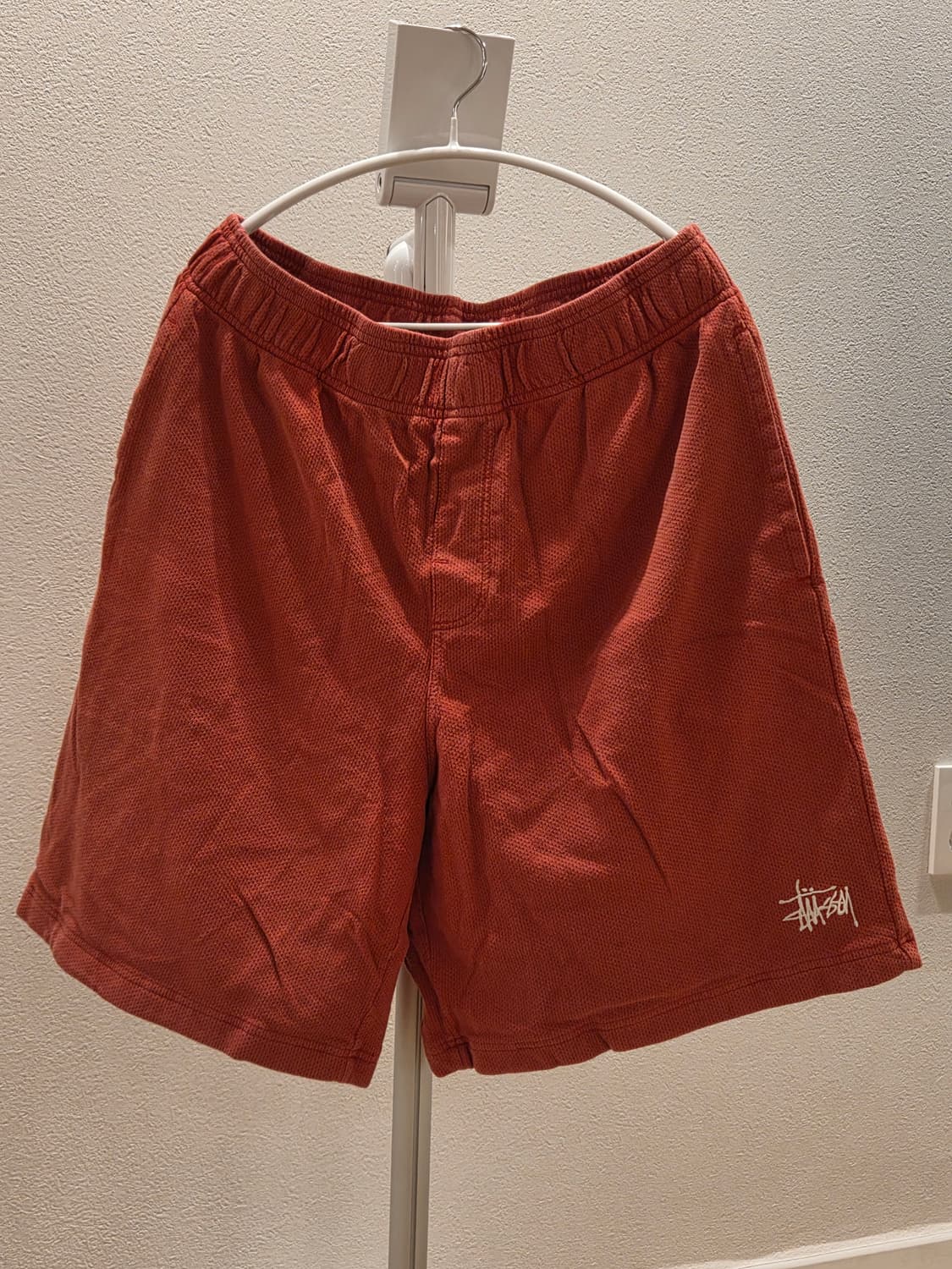 스투시 더블레이어 저지 반바지 레드 라지 상품이미지1