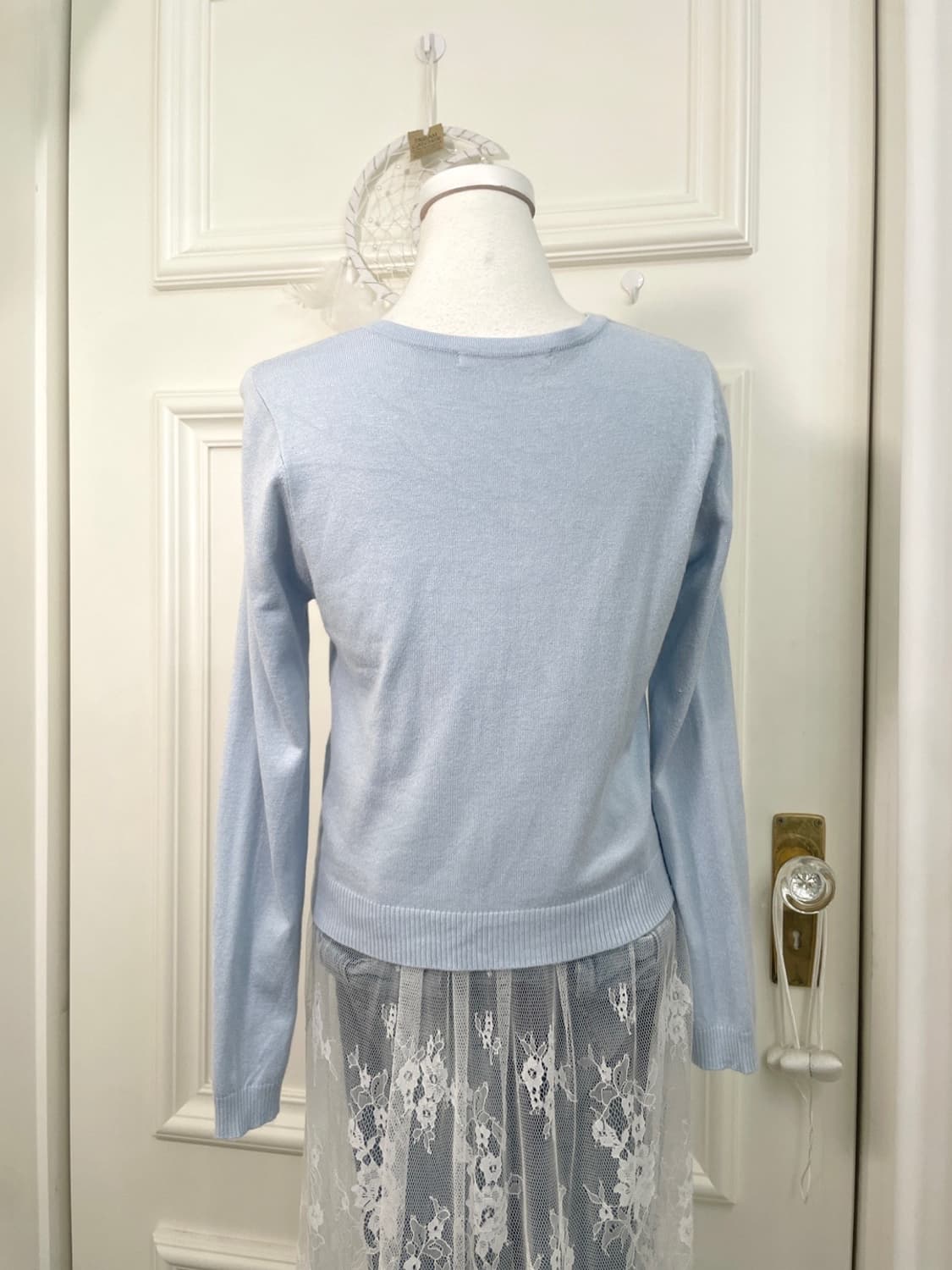 INGNI sky blue pearl button basic cardig 상품이미지5