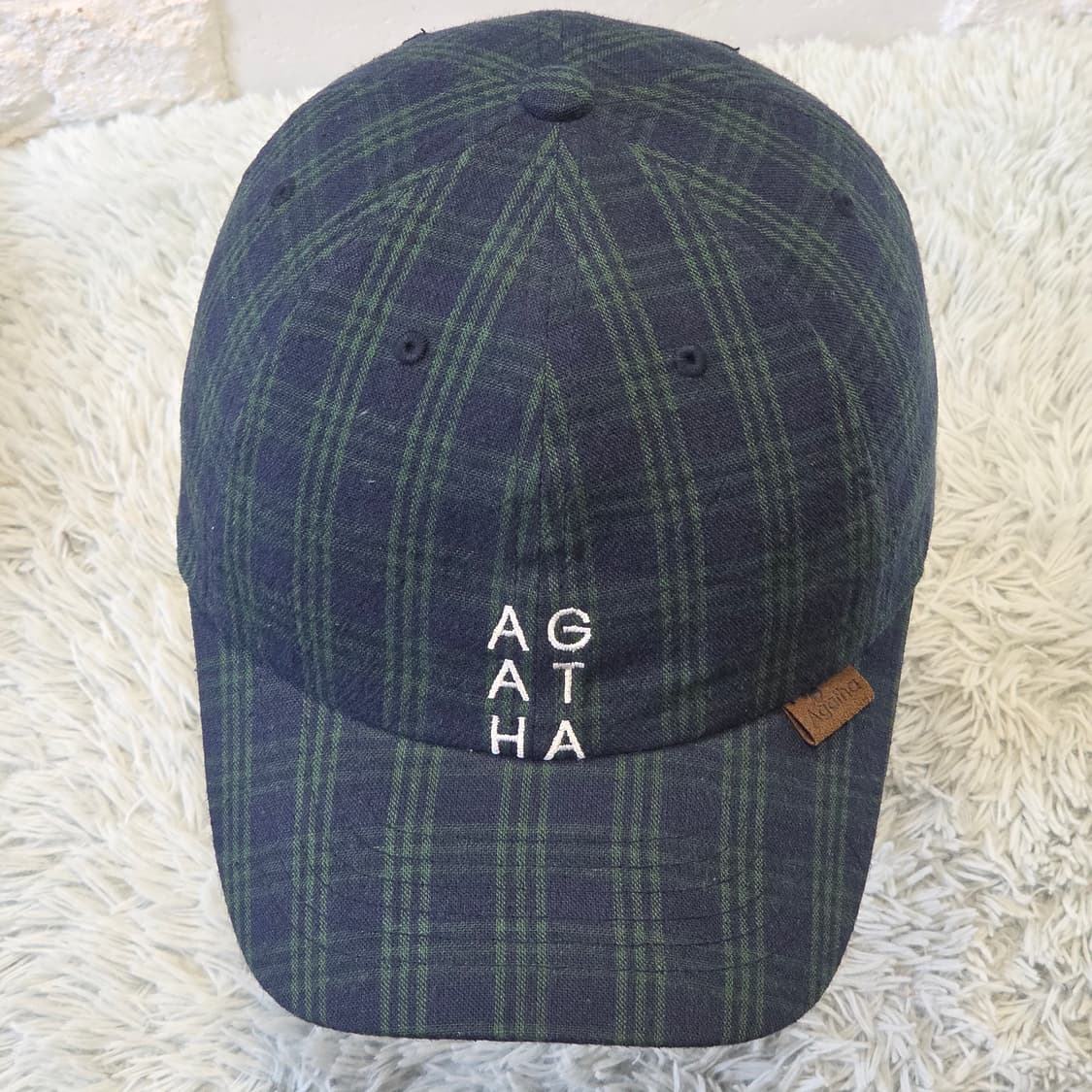 L3-9:아가타 파리 체크 패턴 울 볼캡 네이비 그린 55cm 상품이미지1