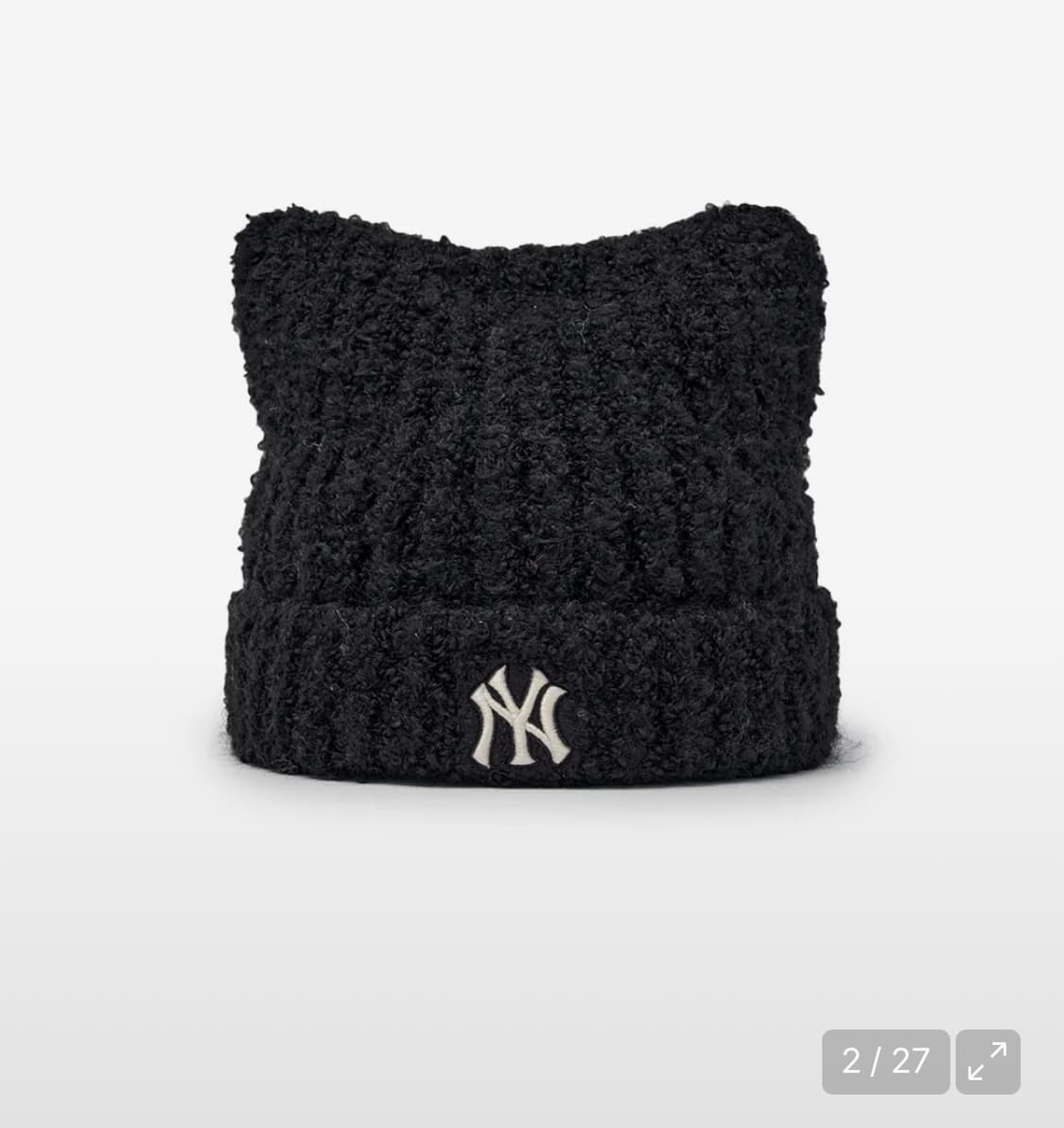 새상품>카리나 착용 MLB 플러시 미야옹 비니 NY 블랙 상품이미지2