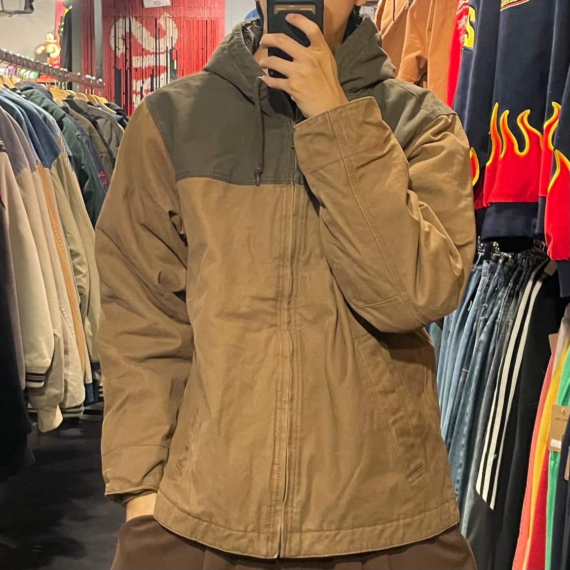 [IM] Vtg 베이지 카키 투톤 후드 워크자켓 상품이미지1