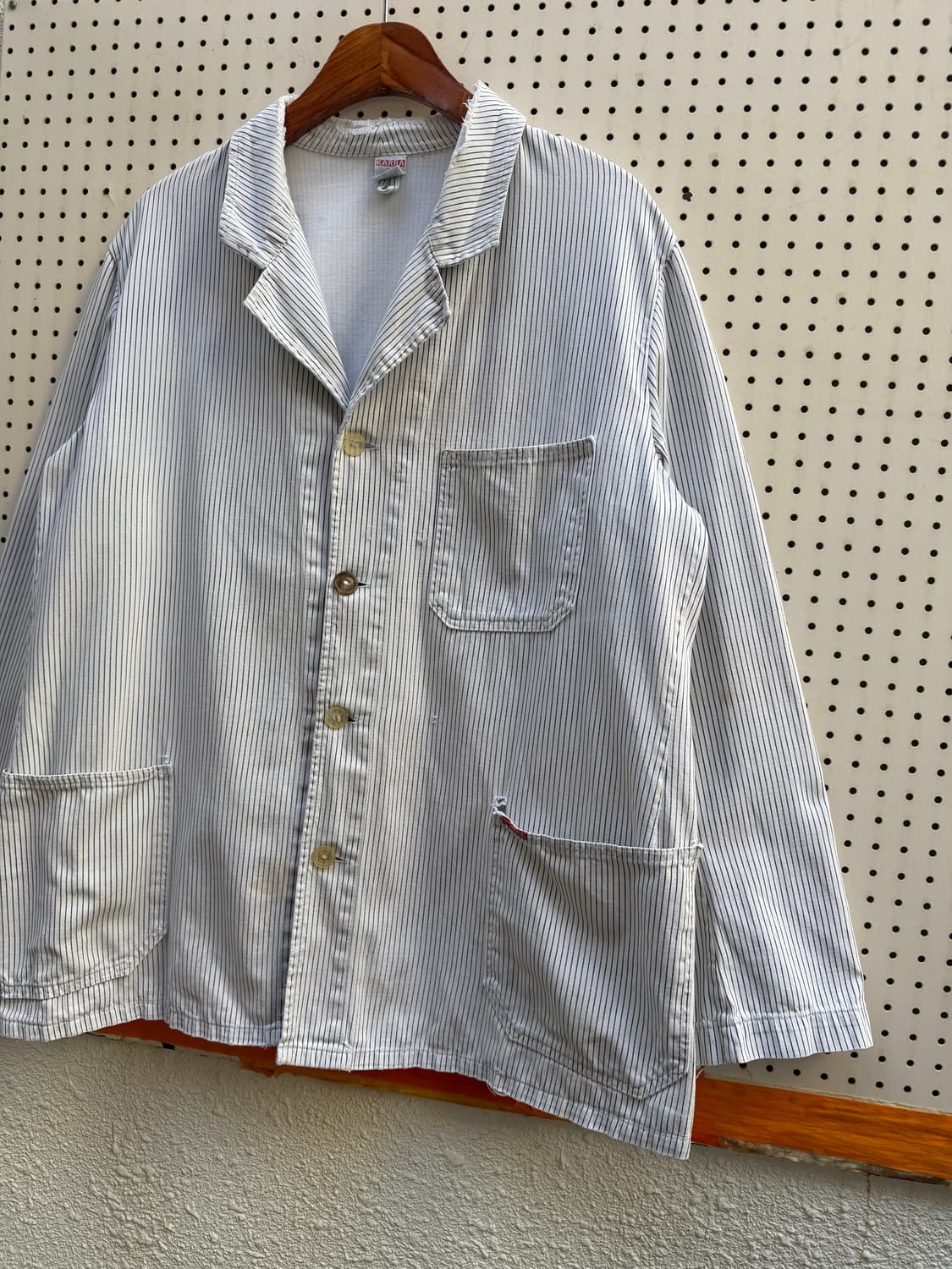 1980s EURO KARBA HICKORY STRIPE 프렌치워크자켓 상품이미지4