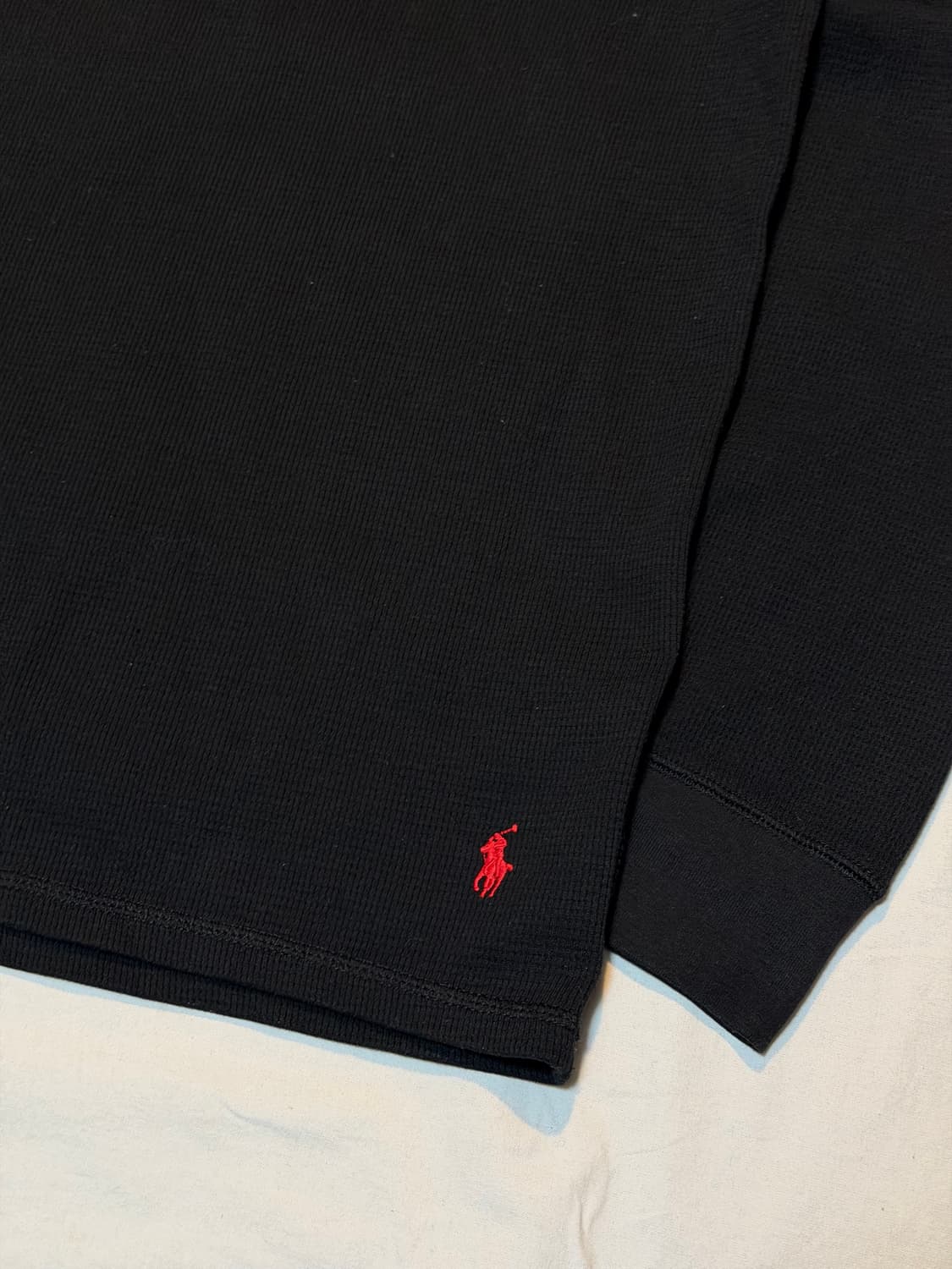 폴로 랄프로렌 바텀로고 와플 써멀 롱슬리브 블랙 상품이미지2