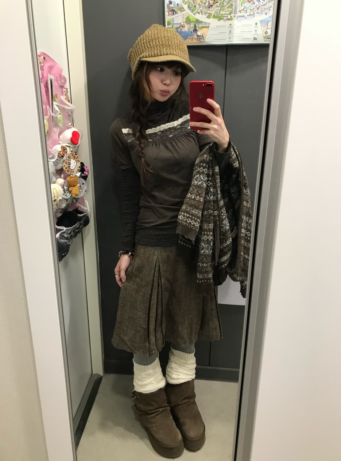 브라운 모카무스 모리걸 하구미 야상 코트 코디세트 상품이미지3