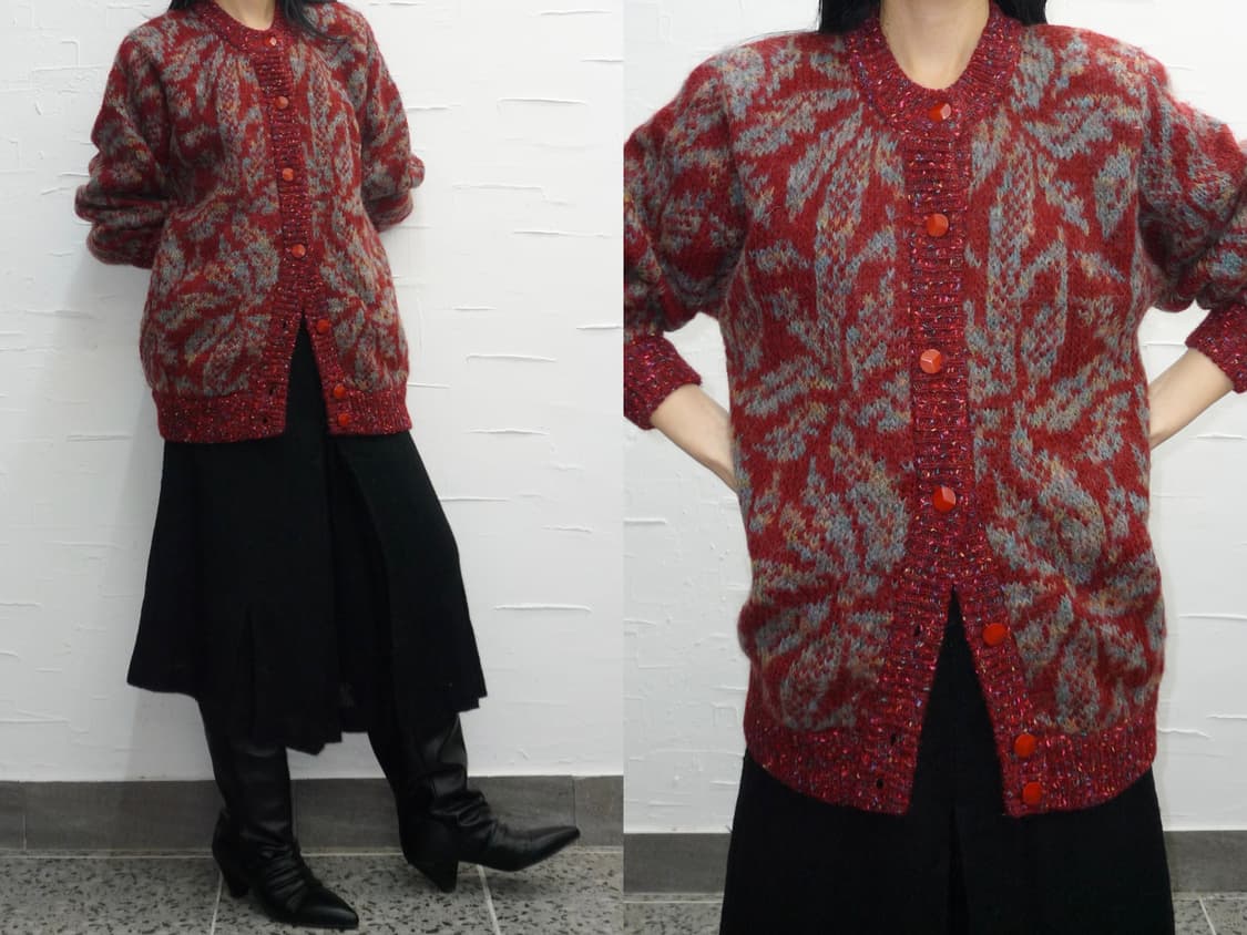 Vintage red buttons cardigan 상품이미지3