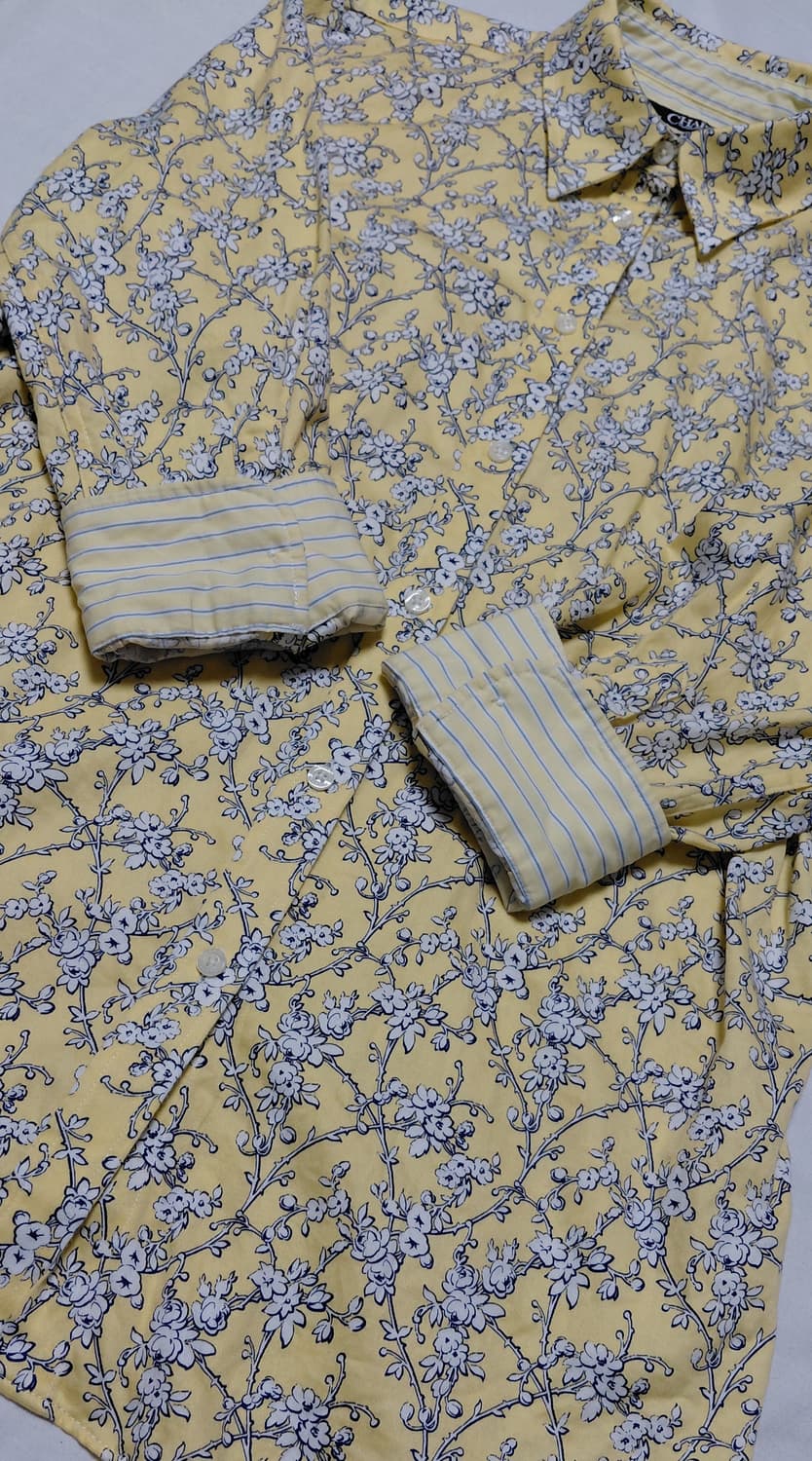[S] CHAPS 노 아이론 플라워 패턴 코튼 셔츠 - 옐로우 상품이미지9