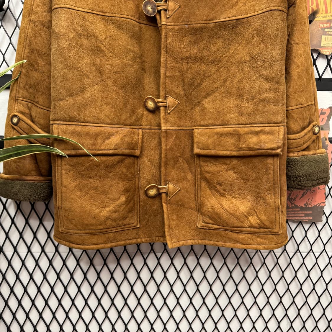 80s USA VINTAGE 양가죽 토글 무스탕 코트 브라운 상품이미지4