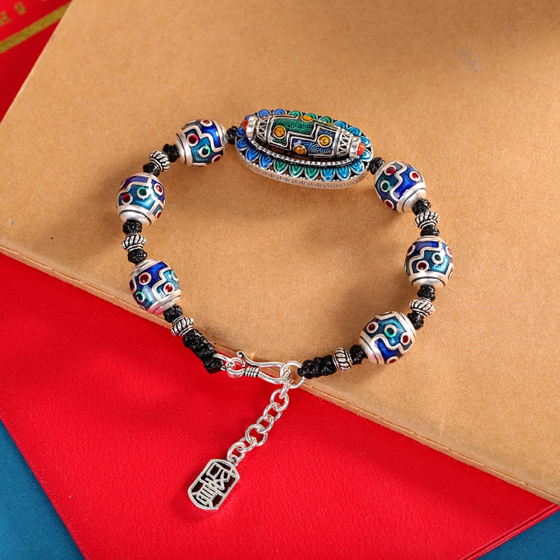 Oceanora S925 실버 에나멜 비드 유니섹스 팔찌 상품이미지2