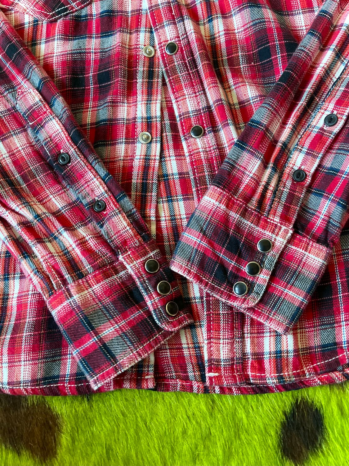 90-00s M&S Japan Punk Patch Check Shirt 상품이미지6