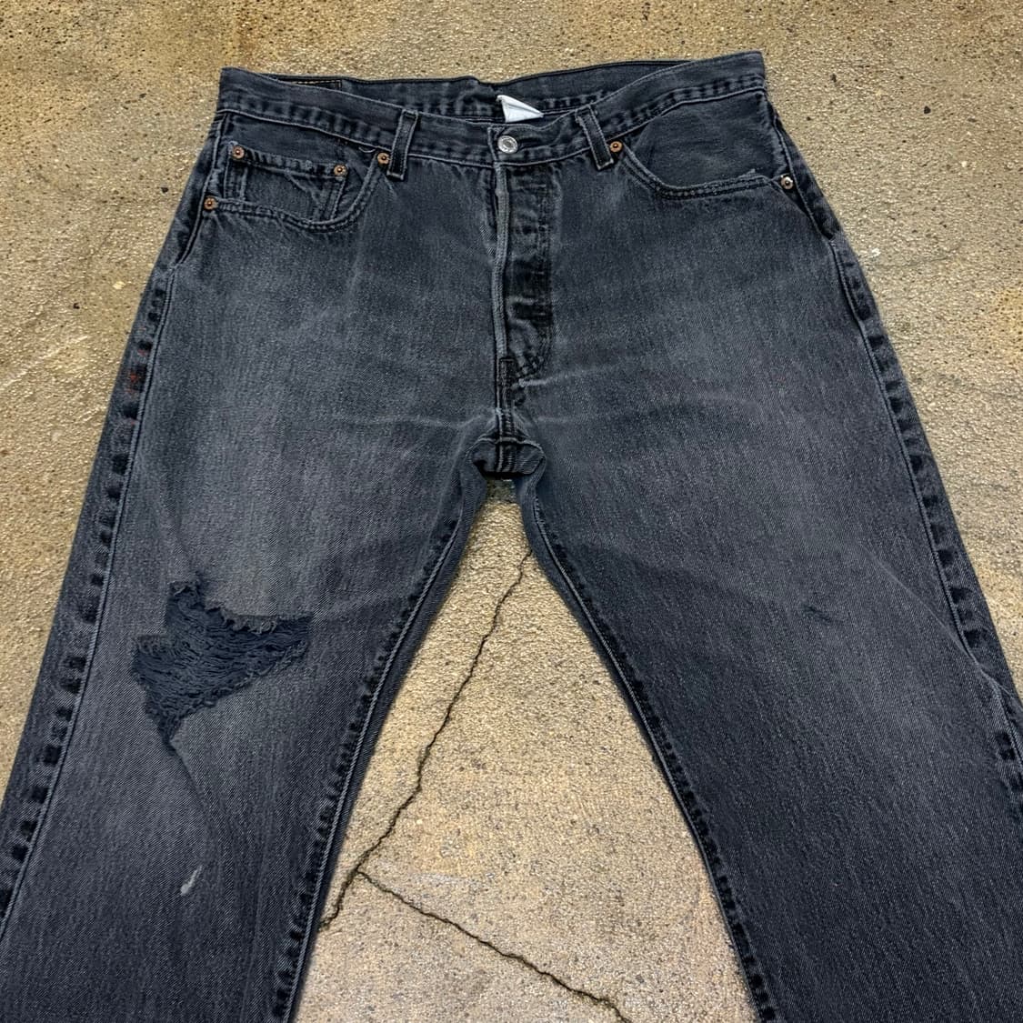 00s 미국 빈티지 리바이스 501 블랙진 찢청 청바지 상품이미지2
