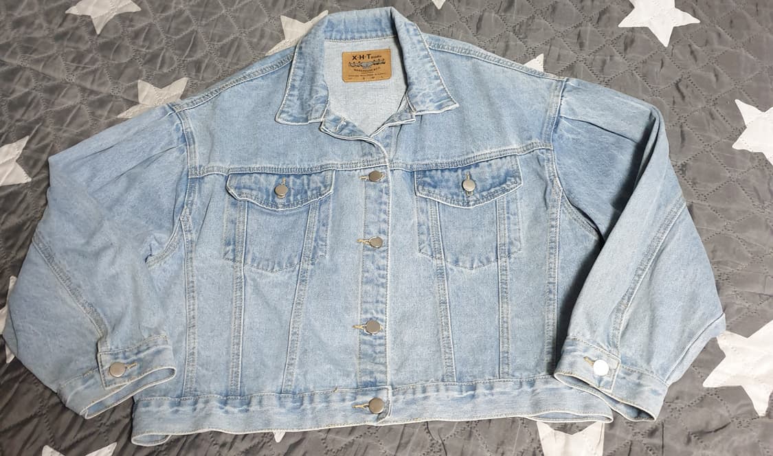 X.H.T 스튜디오 세미크롭 루즈핏 워싱 데님자켓 연청 ( F) 상품이미지1