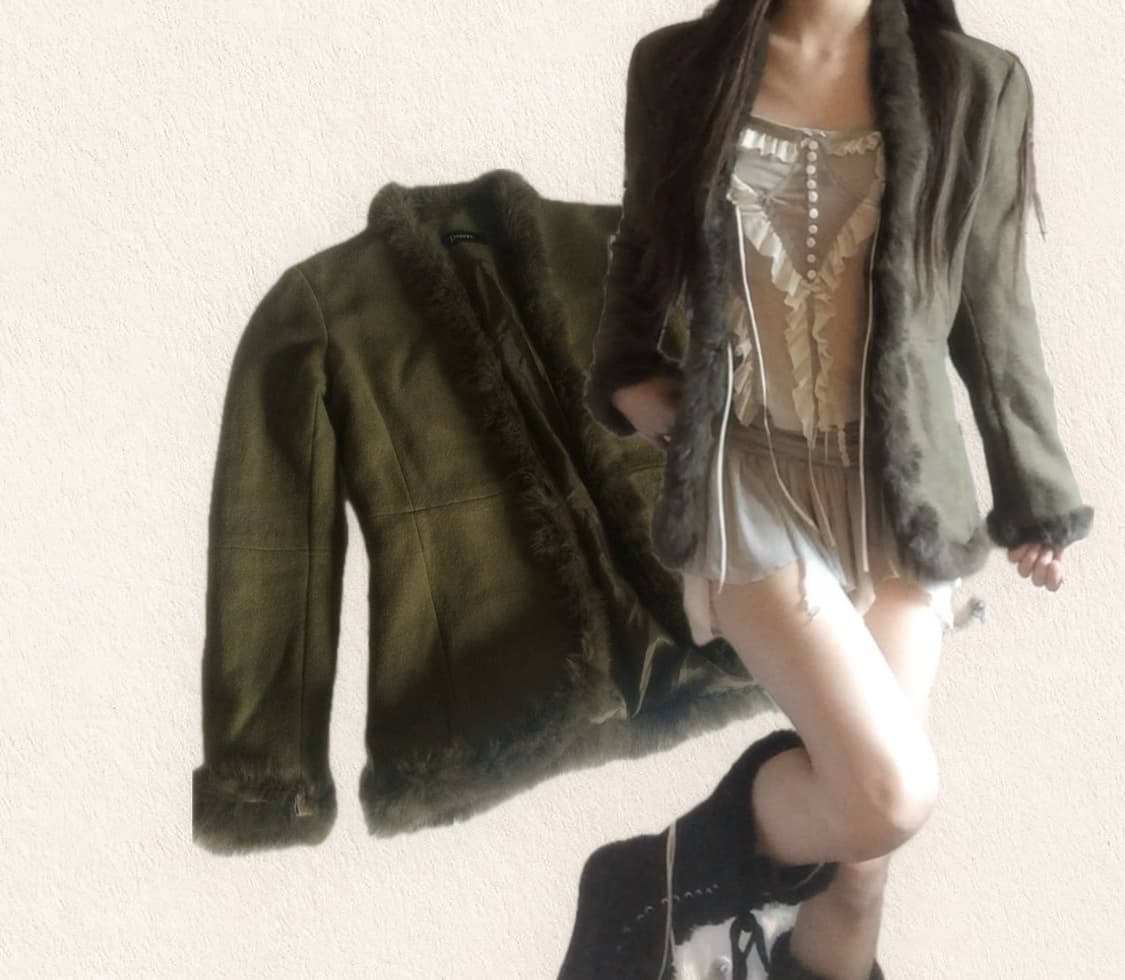 ꧁Daniel green aesthetic fur jacket꧂퍼 자켓 상품이미지1