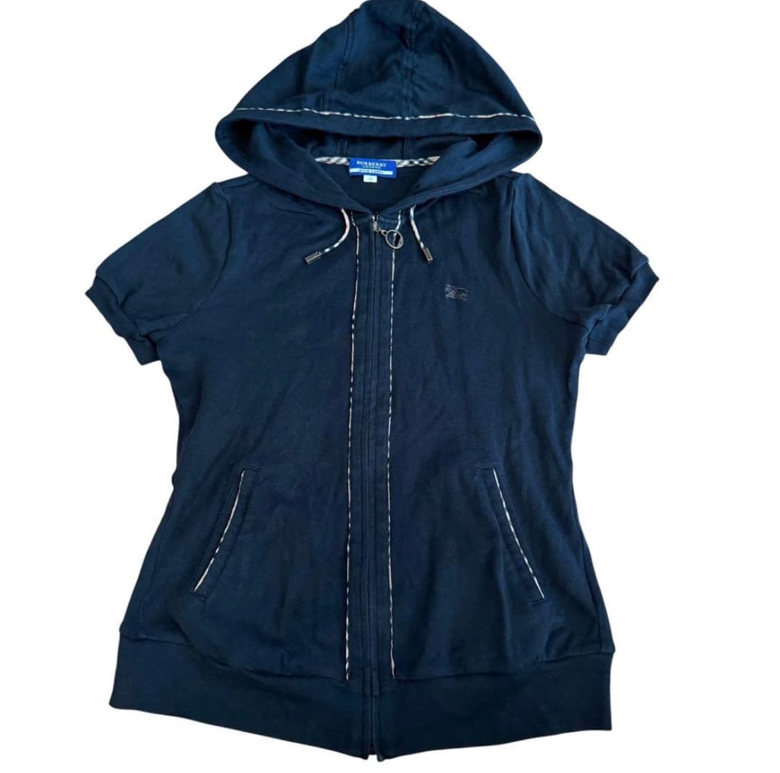 버버리 블루라벨 퍼프 노바체크 반팔 후드집업 상품이미지2