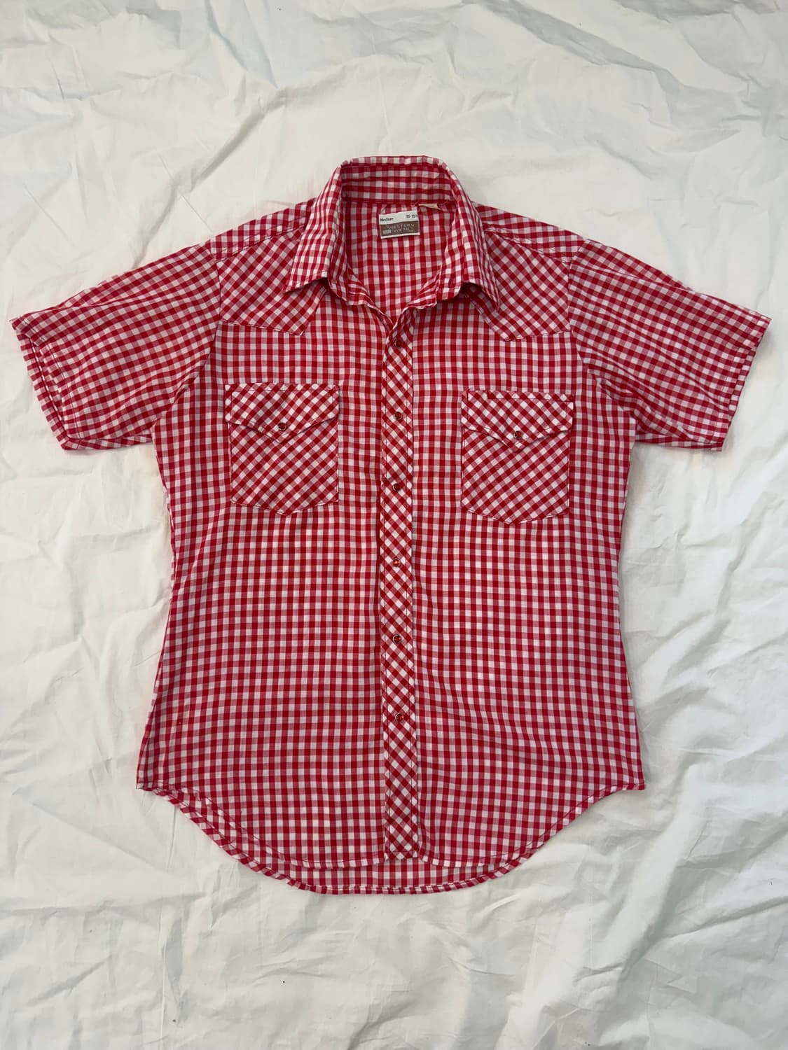 빈티지 웨스턴 셔츠 레드 깅엄 체크 반팔 상품이미지6