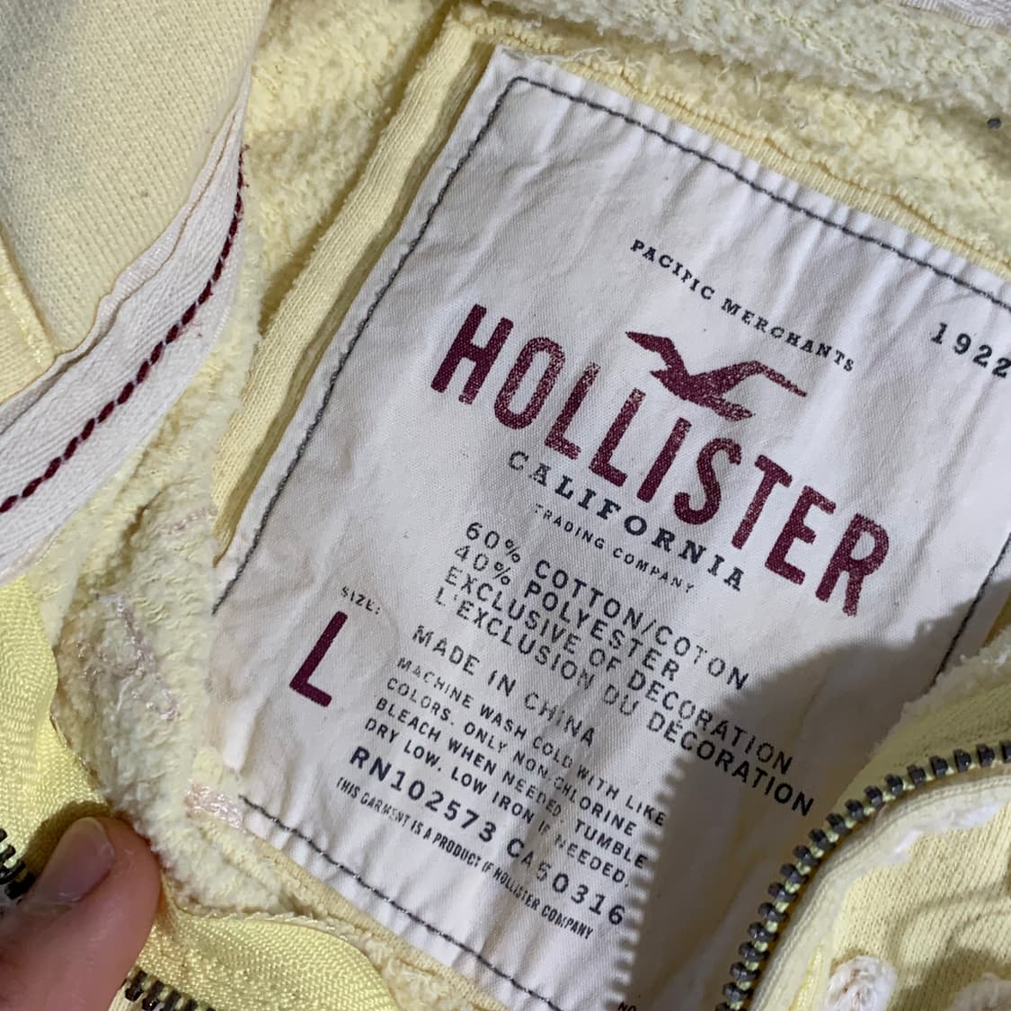 홀리스터 우먼스 라이트 옐로우 후드집업  상품이미지4