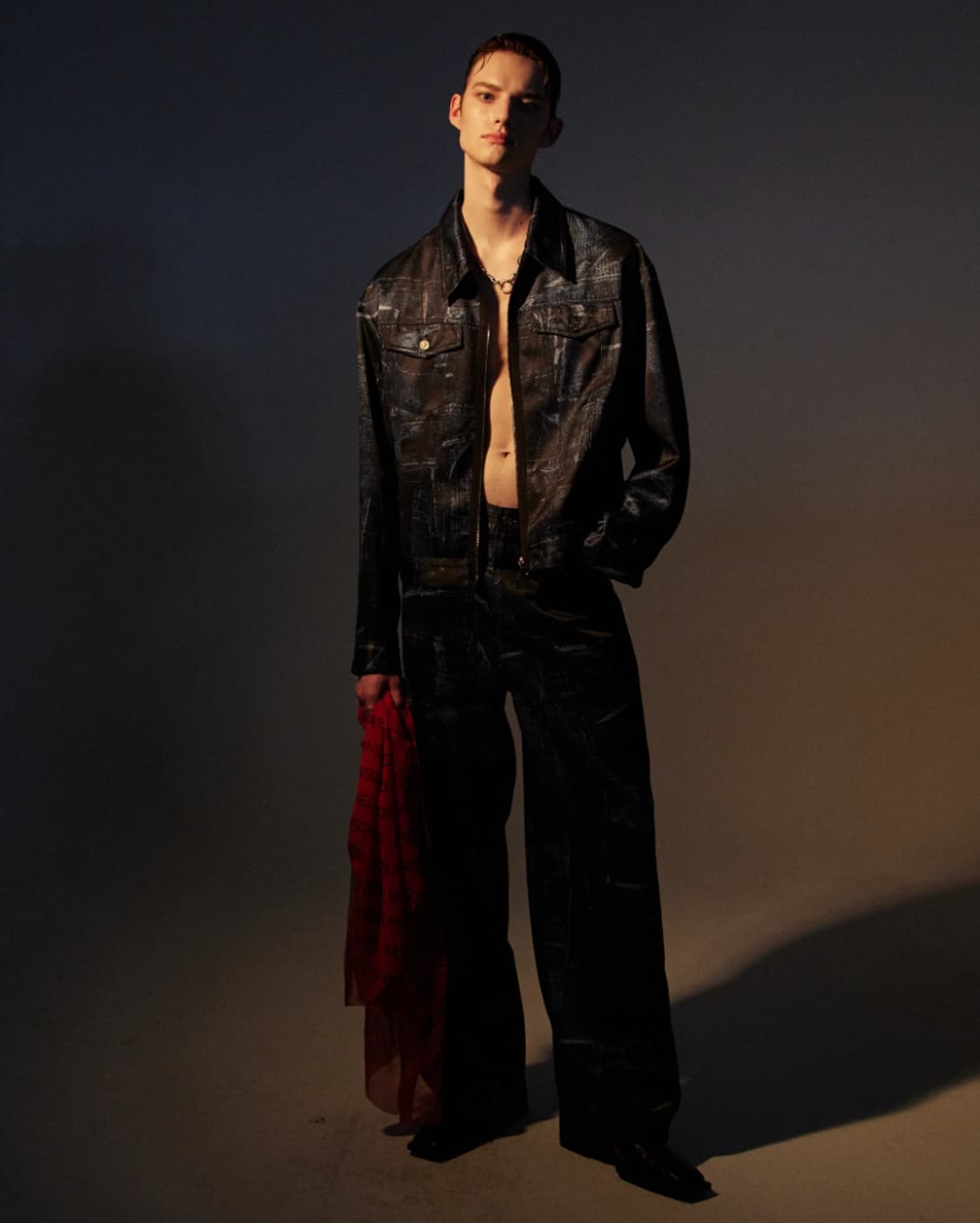 메종미네드 블랙 웨이브 데님 프린팅 팬츠 바지 L 상품이미지3