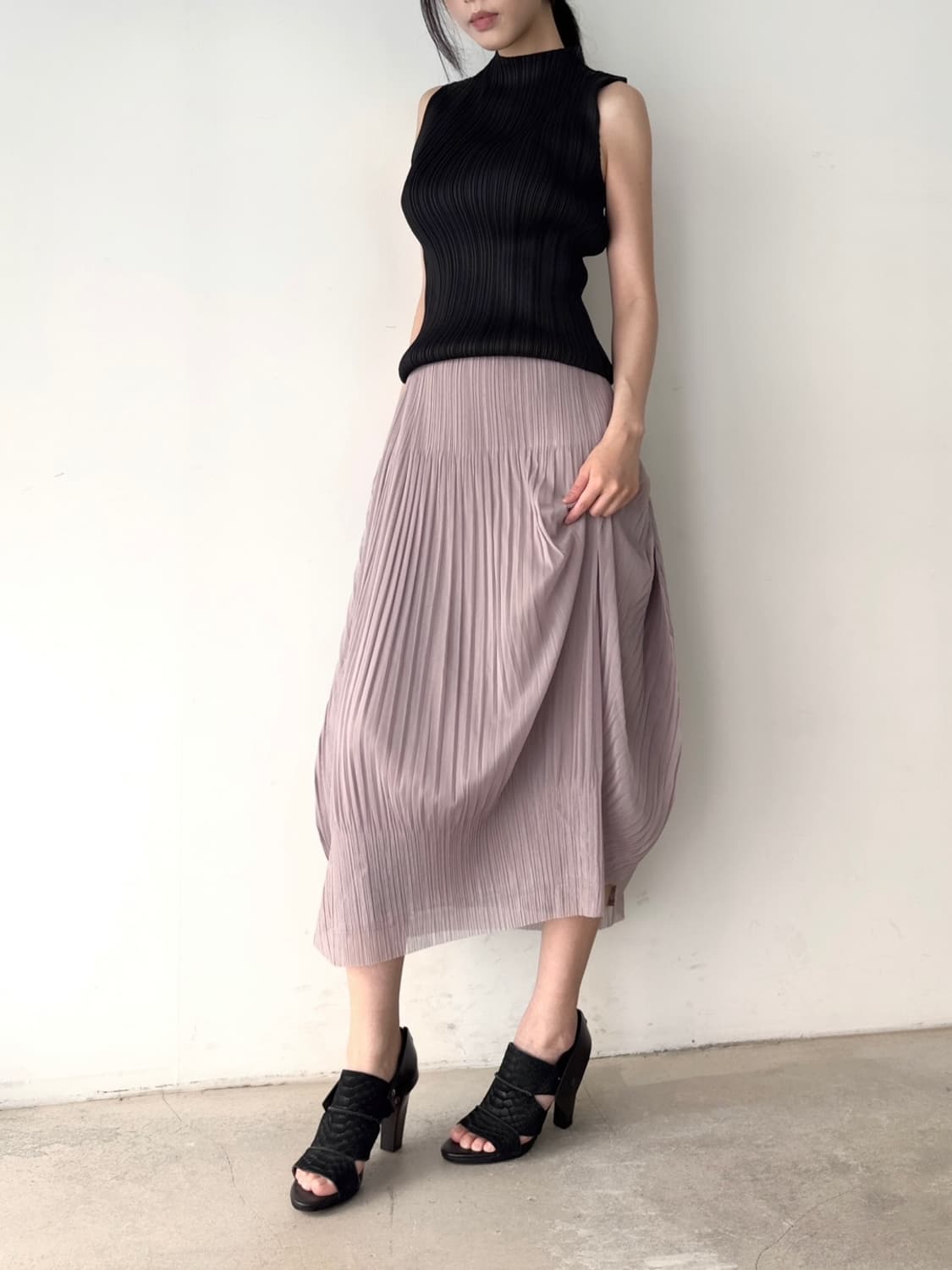 Pleats balloon skirt / light violet 상품이미지5