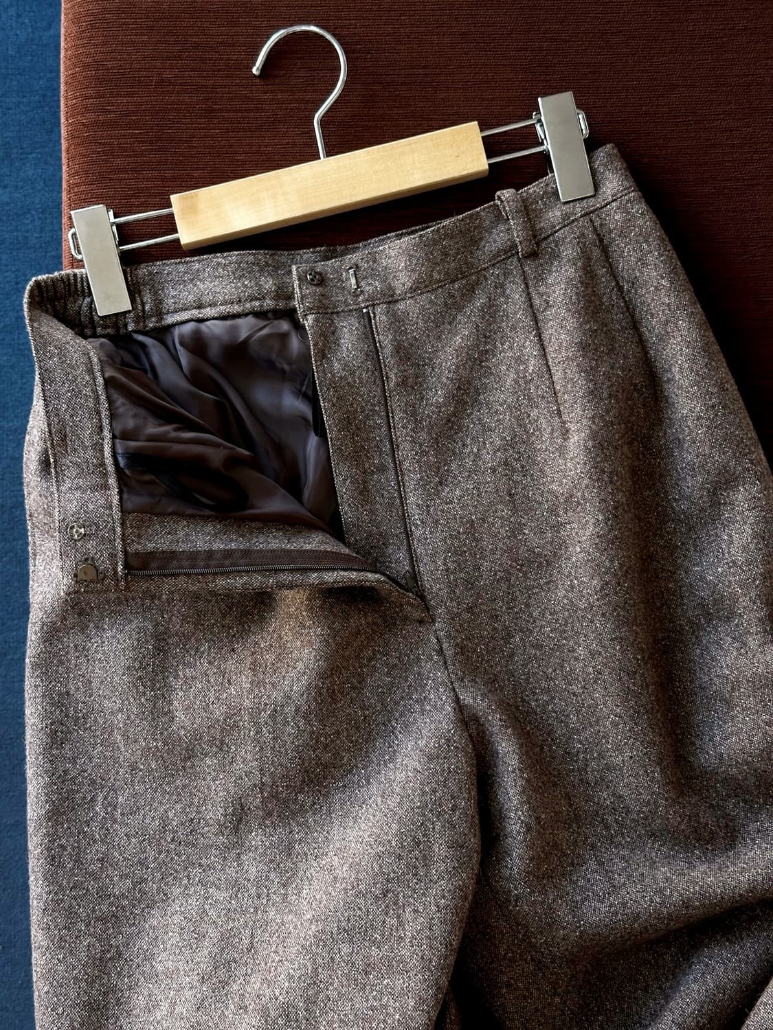 Wool tweed fabric wide straight trousers 상품이미지6