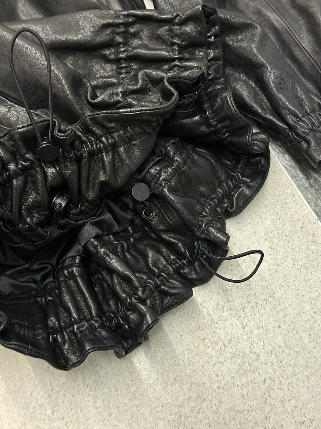 ROBO 램스킨 셔링 후드 레더 자켓  상품이미지4