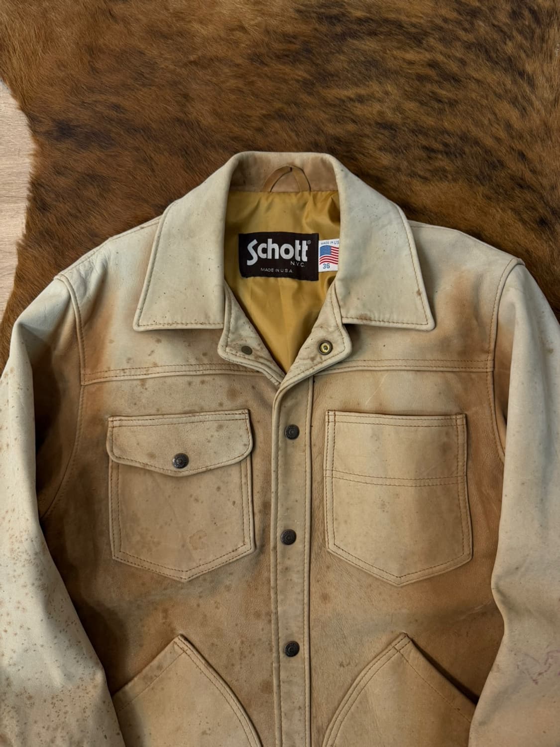 빈티지 쇼트 핸드 페인드 레더 자켓  상품이미지2