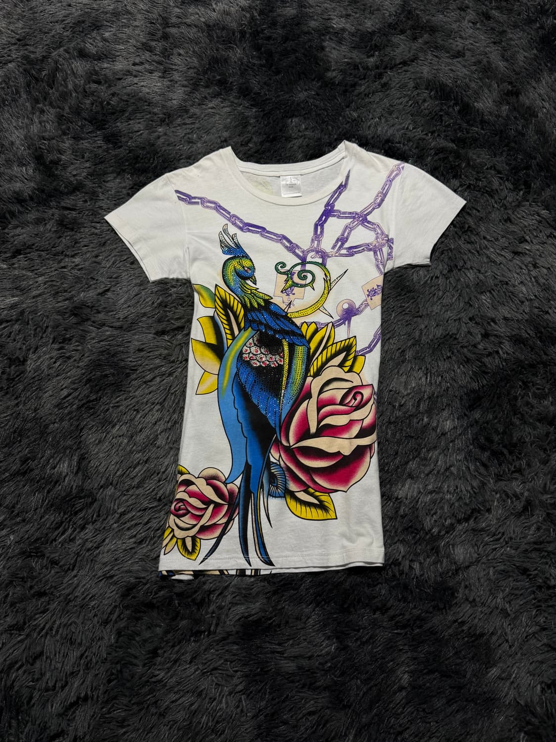 Ed Hardy 올드스쿨 공작새 프린팅&큐빅 반팔 상품이미지3