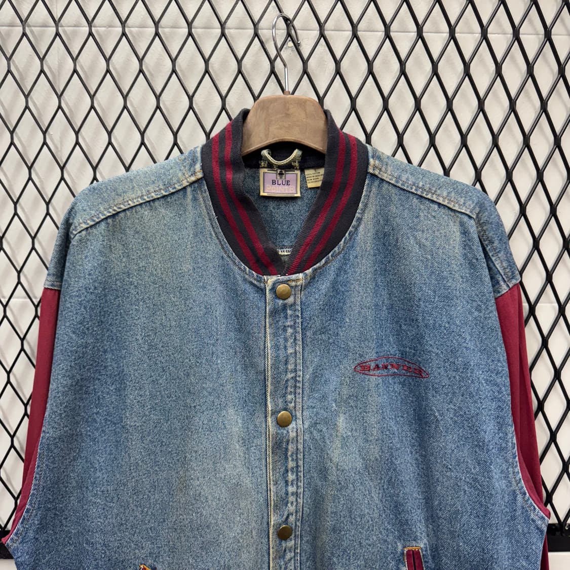 USA VTG 90s 빈티지 데님 바시티 레드 배색 워크 자켓 상품이미지3