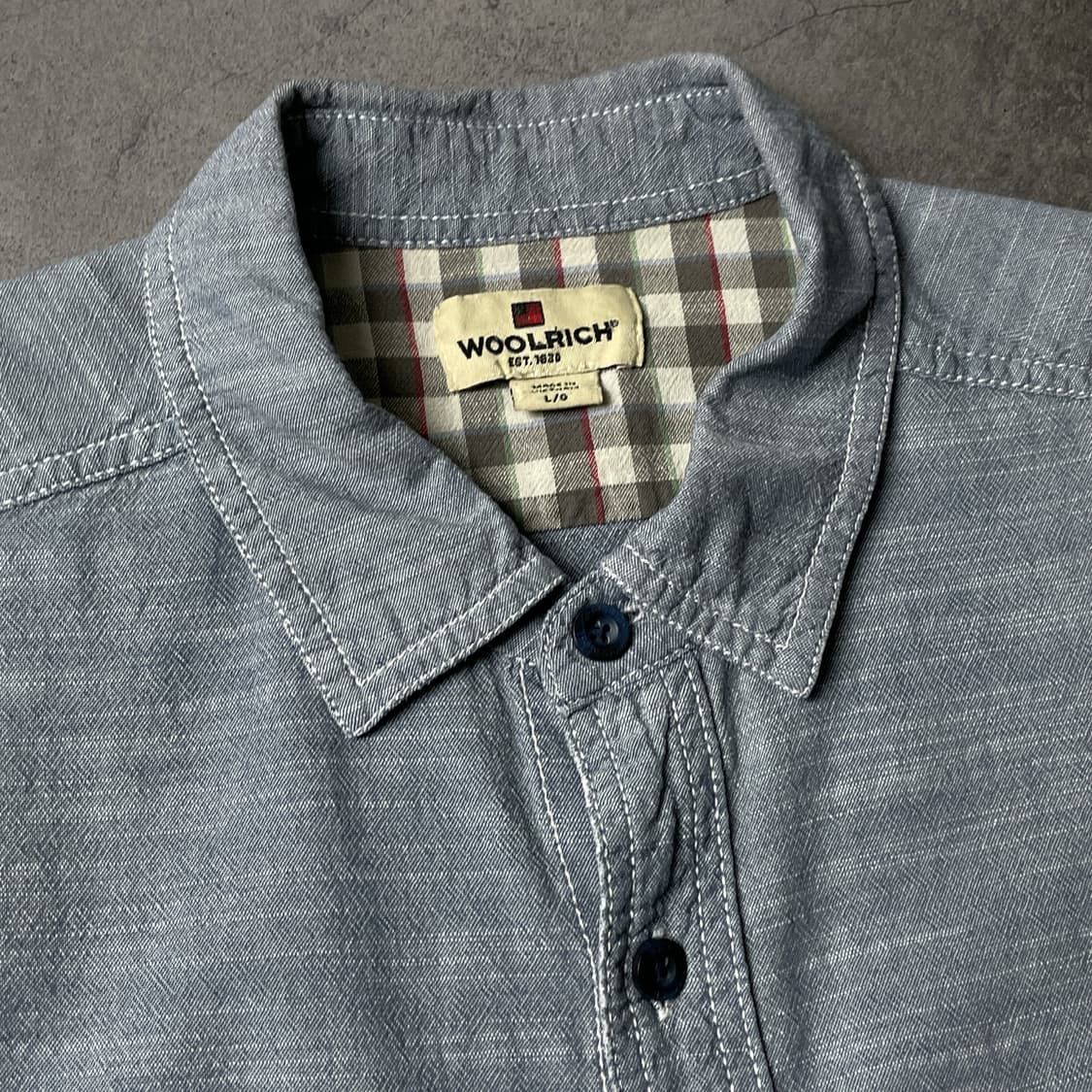 WOOLRICH 울리치 빈티지 블루 반팔 코튼 워크 셔츠 A00980 상품이미지2